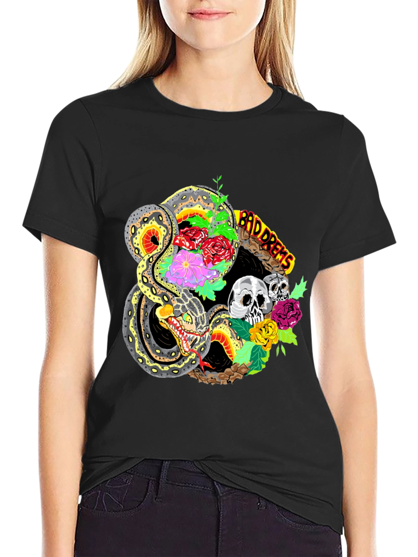 Bad Dreams Snake & Skulls Graphic Tee