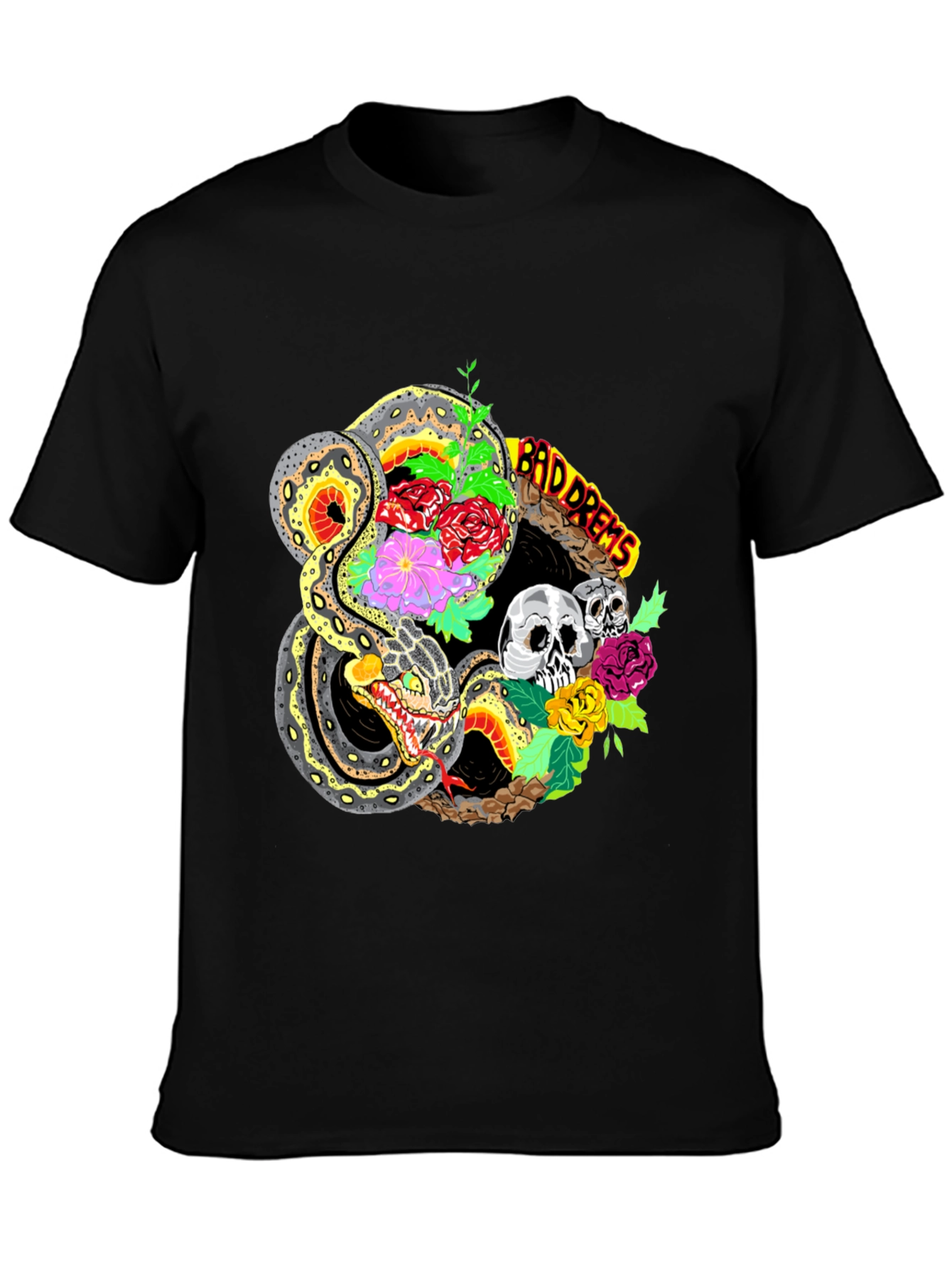 Bad Dreams Snake & Skulls Graphic Tee