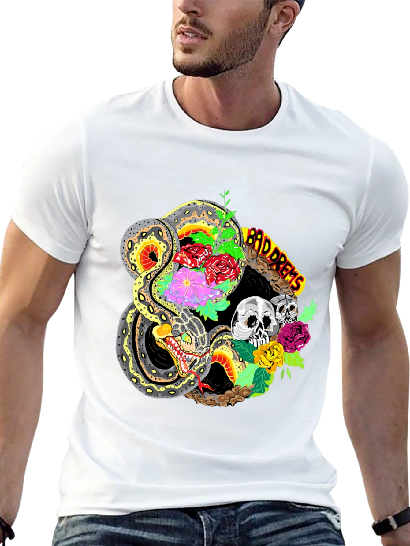 Bad Dreams Snake & Skulls Graphic Tee