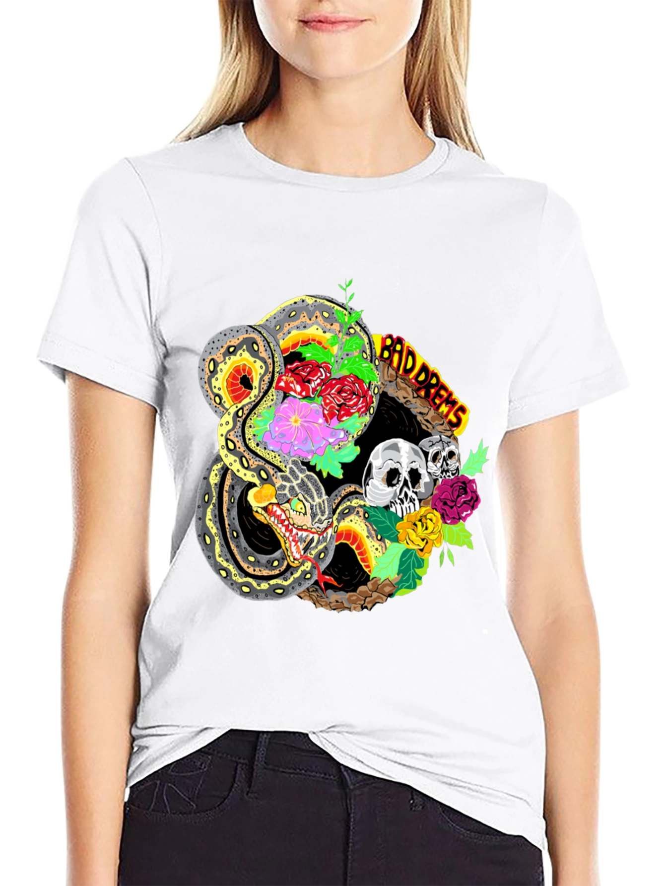 Bad Dreams Snake & Skulls Graphic Tee