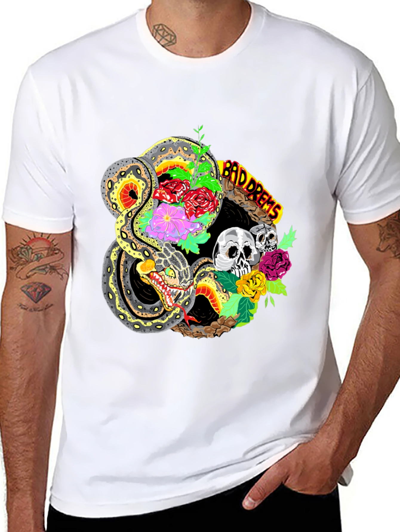 Bad Dreams Snake & Skulls Graphic Tee