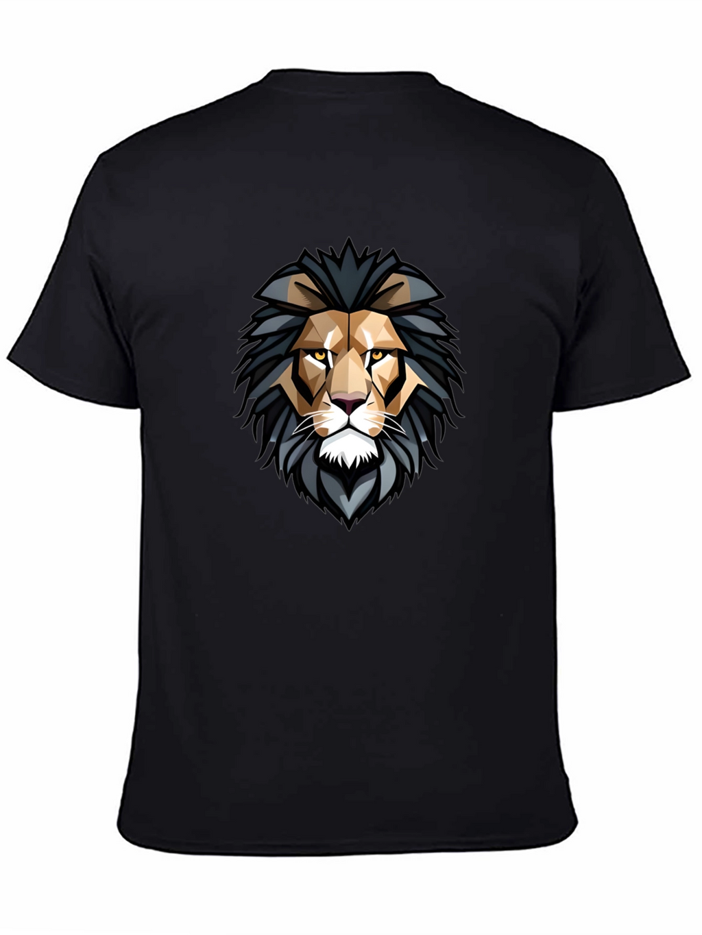 Geometric Lion Head Graphic Black T-Shirt