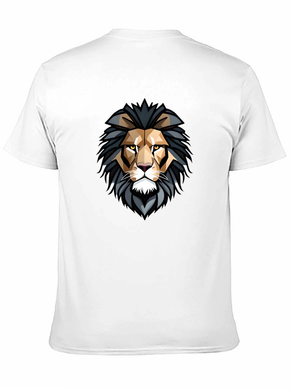 Geometric Lion Head Graphic Black T-Shirt