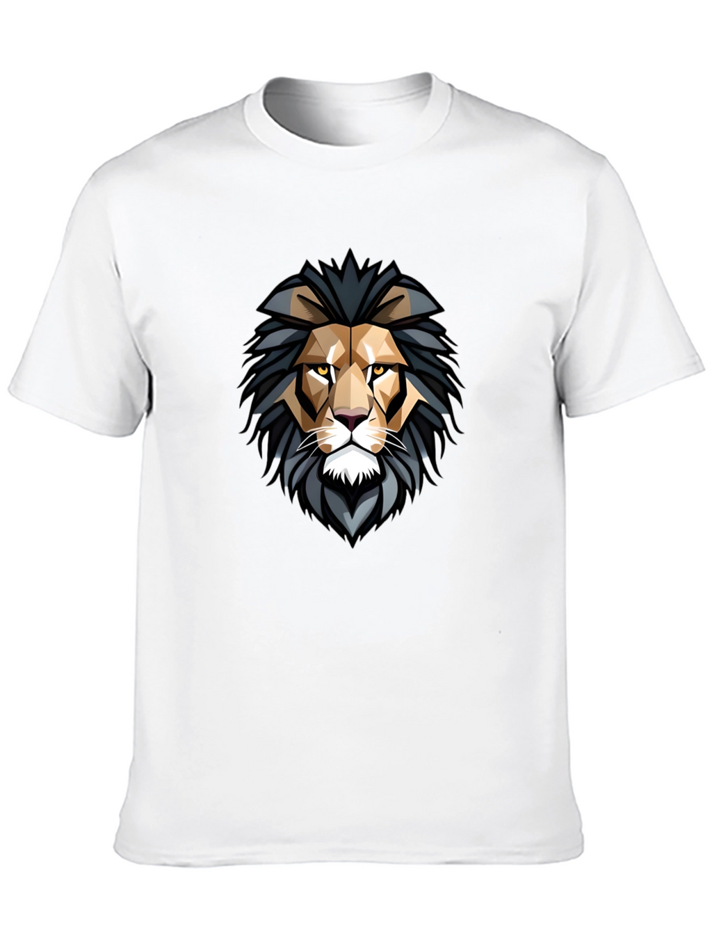 Geometric Lion Head Graphic Black T-Shirt