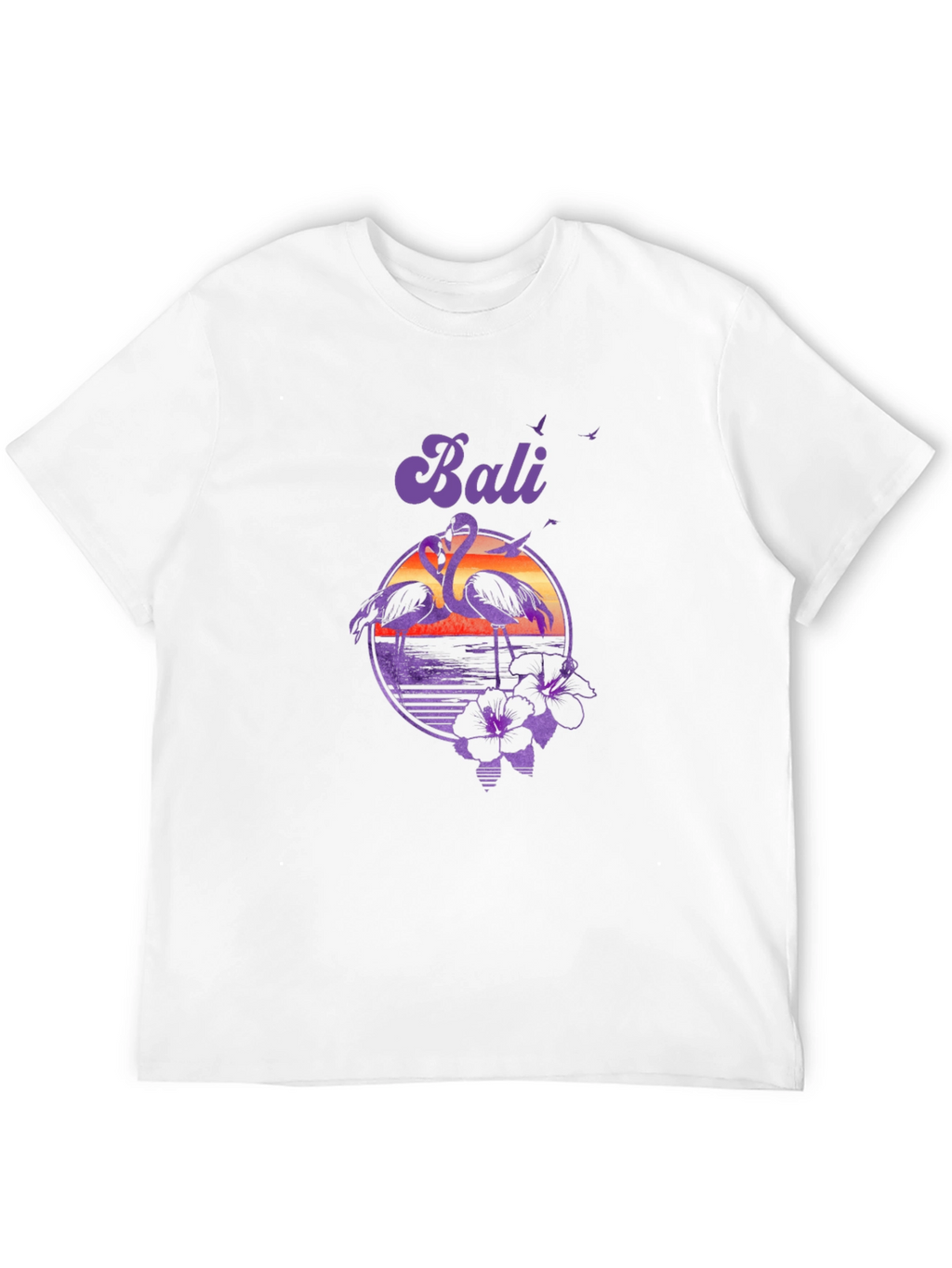 Bali Flamingo Sunset Graphic Tee - Tropical Island Style