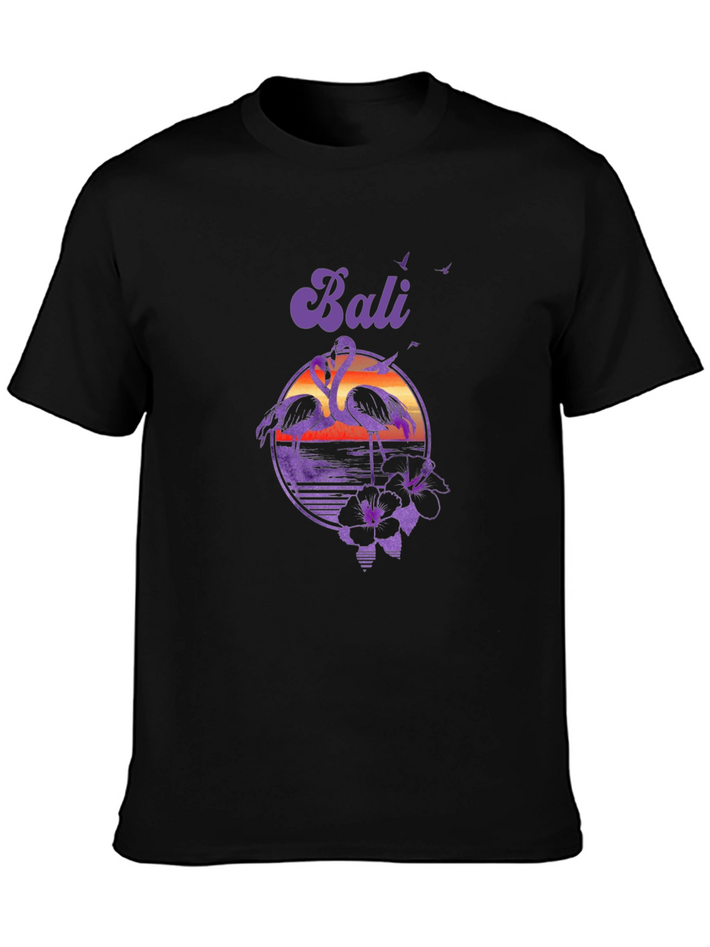 Bali Flamingo Sunset Graphic Tee - Tropical Island Style