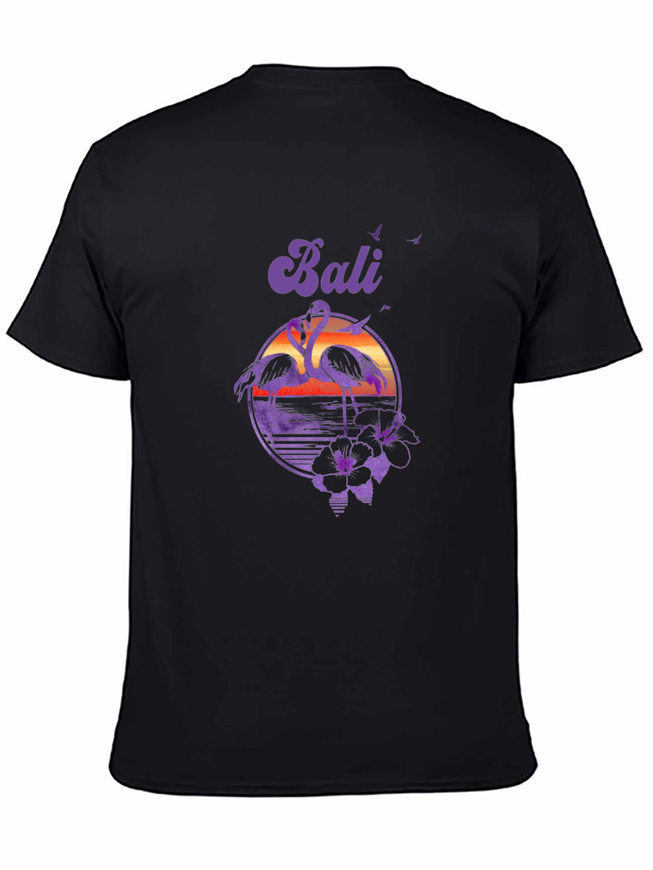 Bali Flamingo Sunset Graphic Tee - Tropical Island Style
