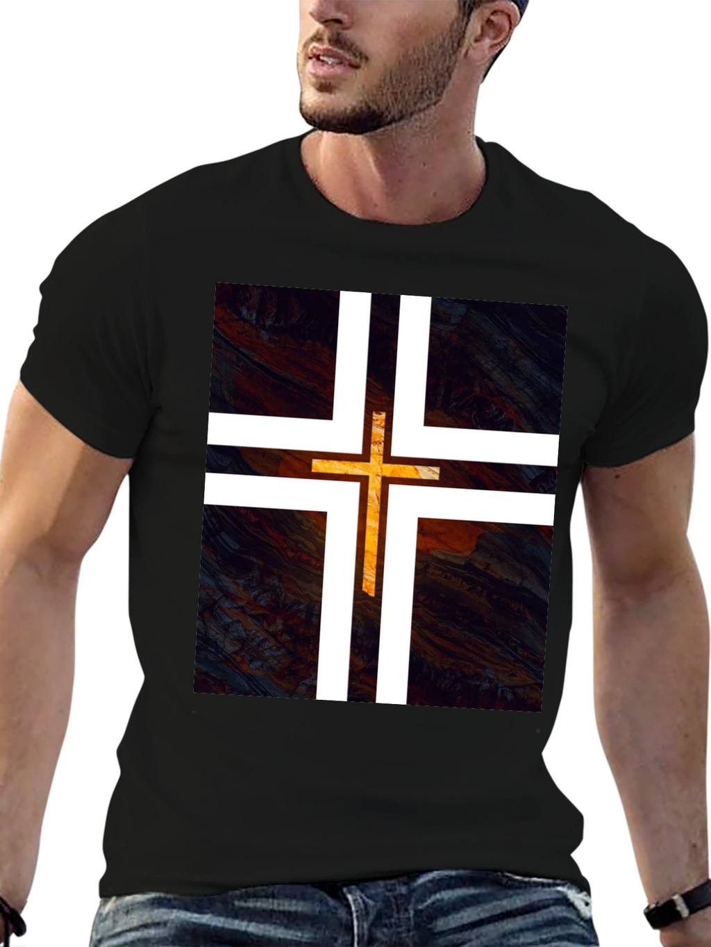 Modern Cross Graphic Tee - Black