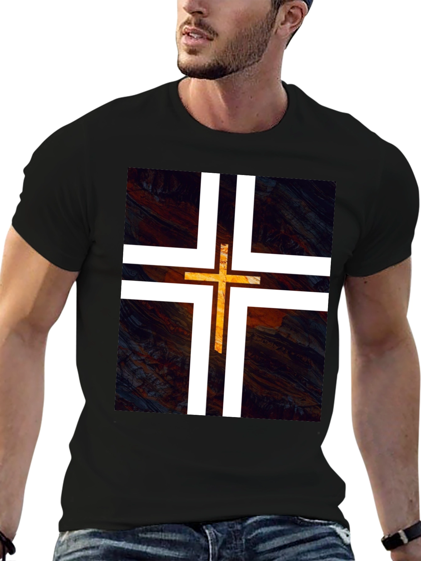 Modern Cross Graphic Tee - Black