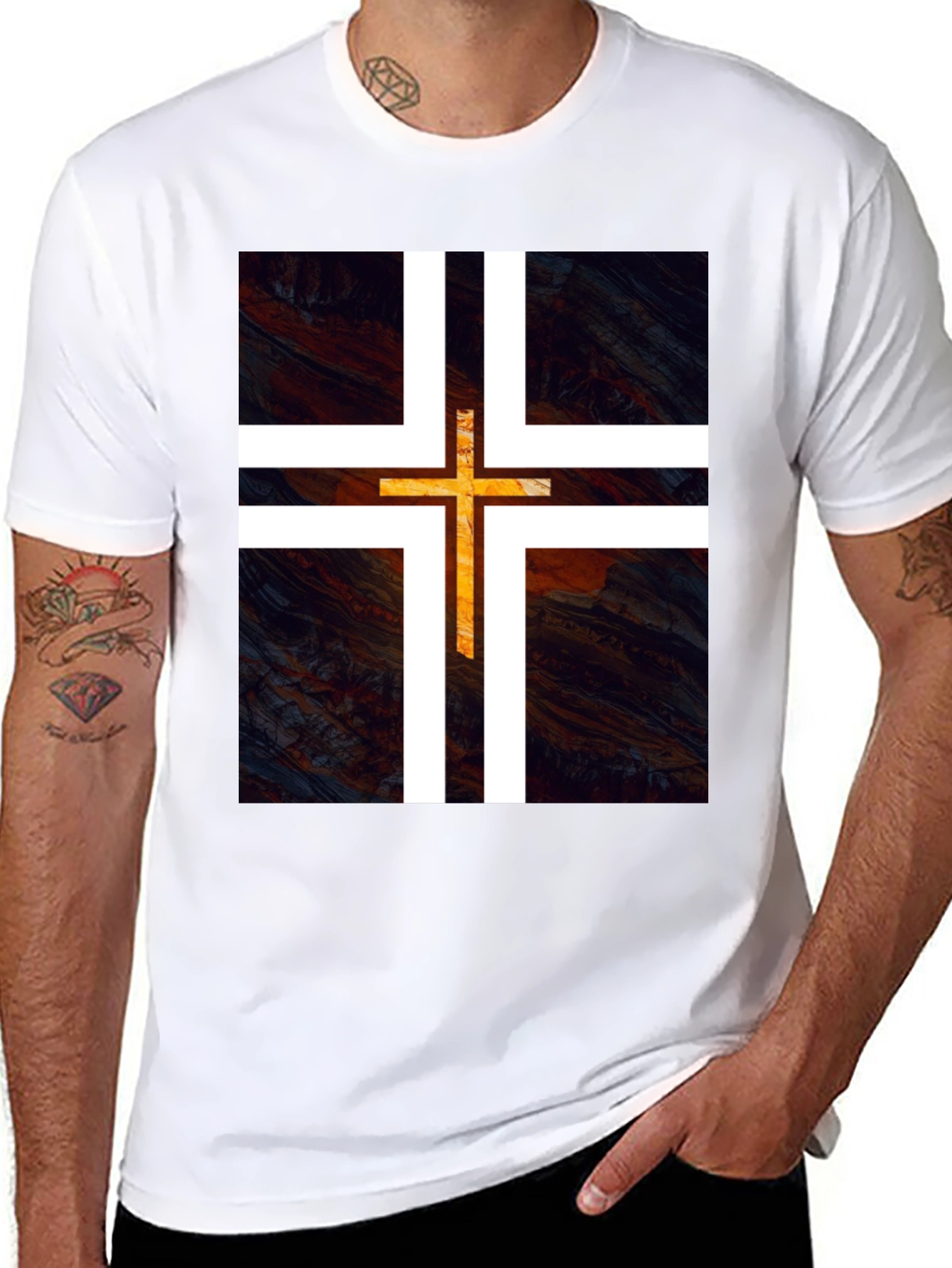 Modern Cross Graphic Tee - Black