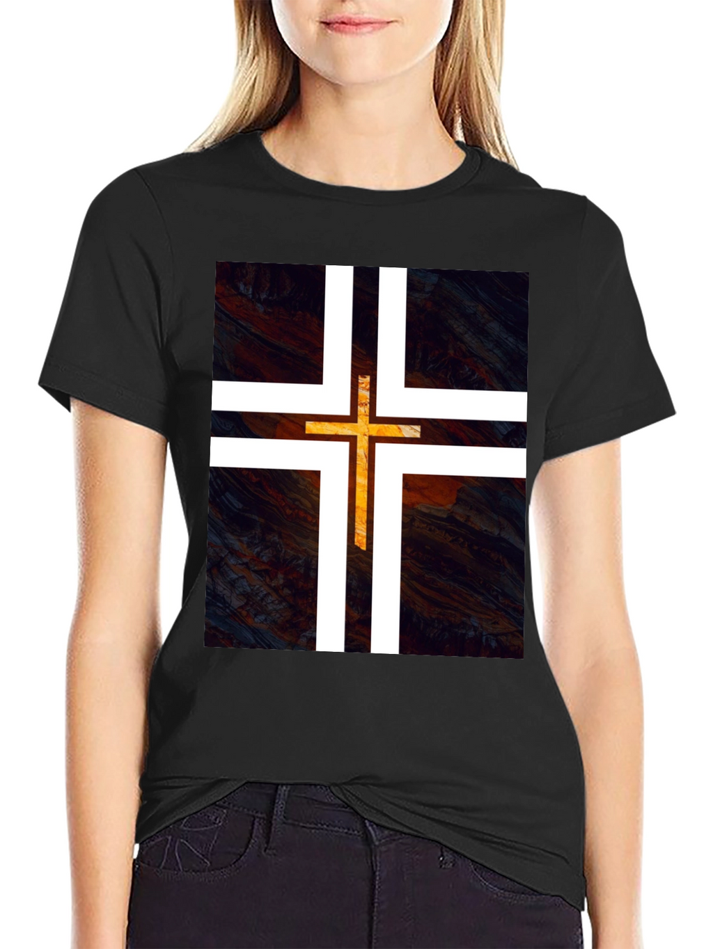 Modern Cross Graphic Tee - Black