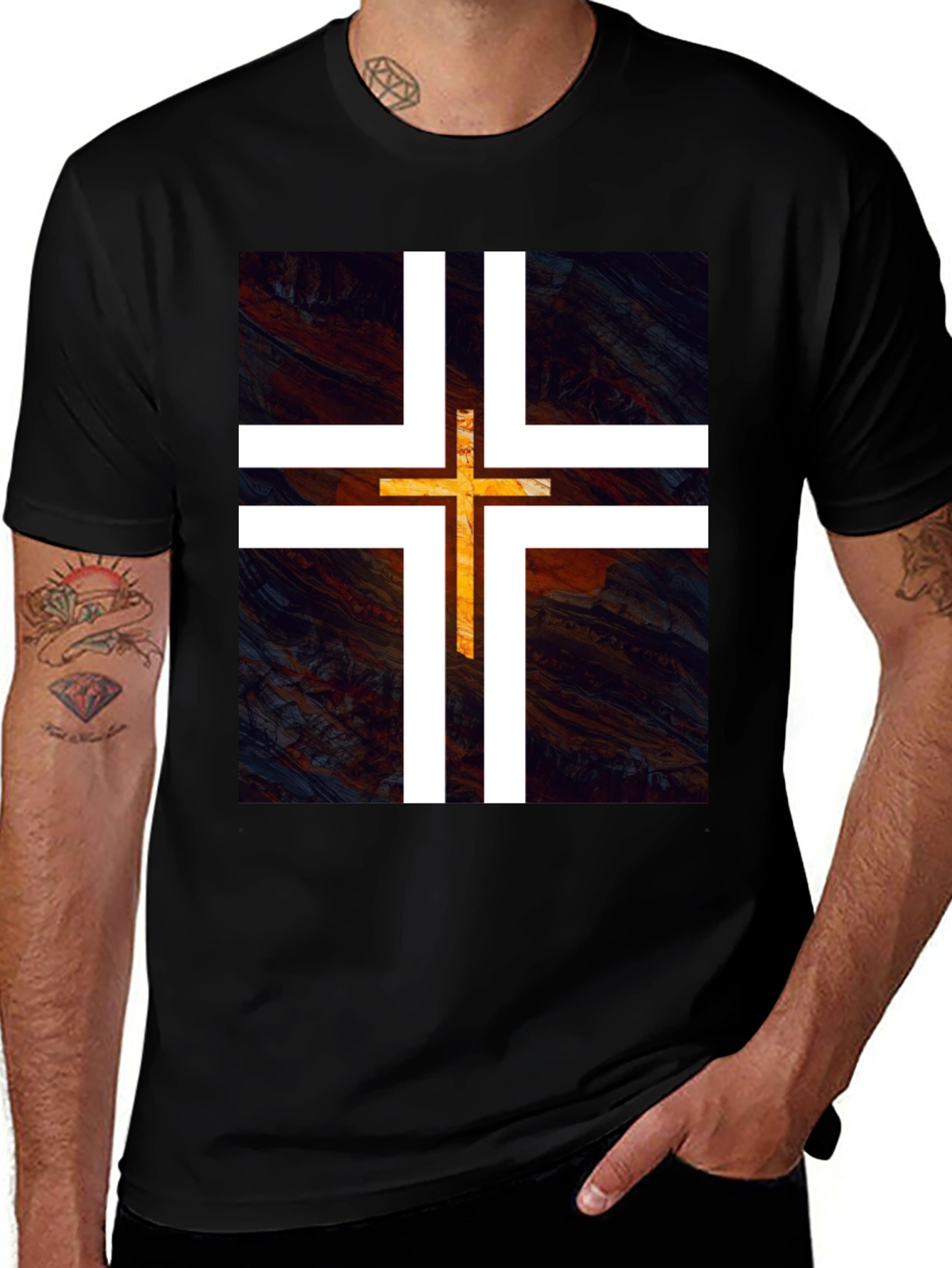 Modern Cross Graphic Tee - Black