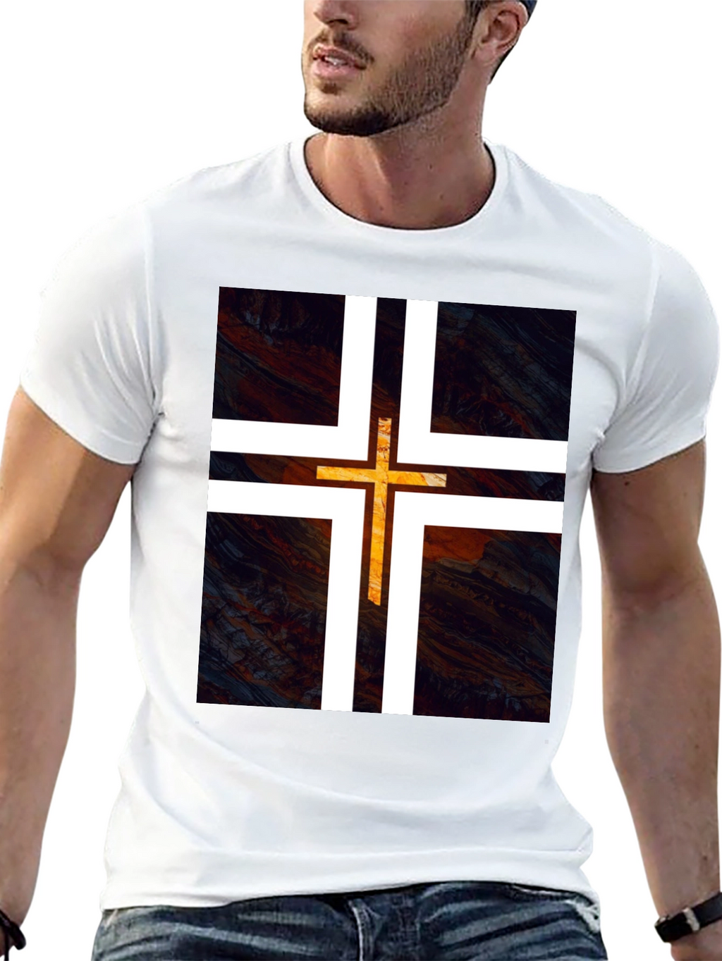 Modern Cross Graphic Tee - Black