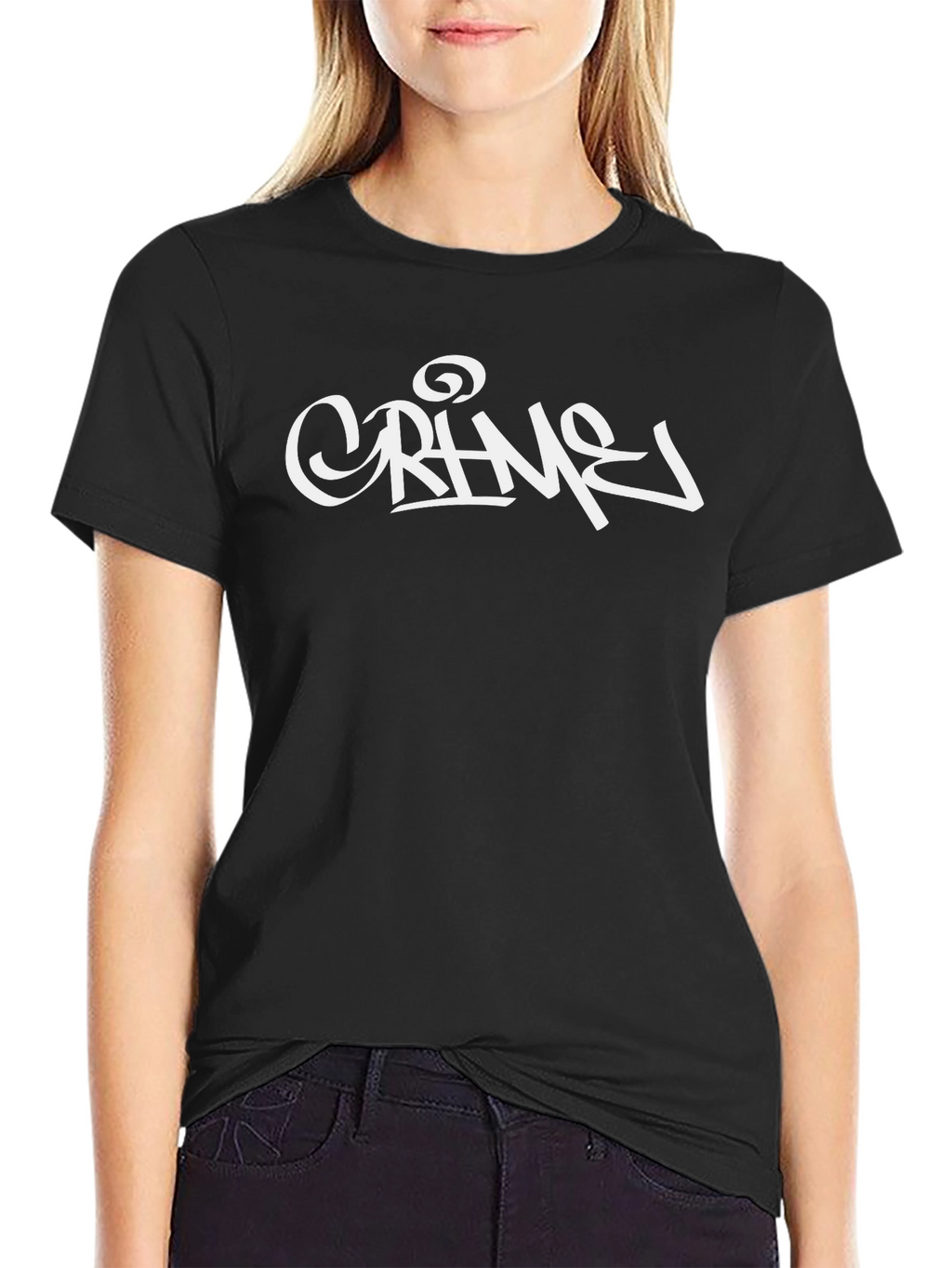 Crime Graffiti Style Black Cotton T-Shirt