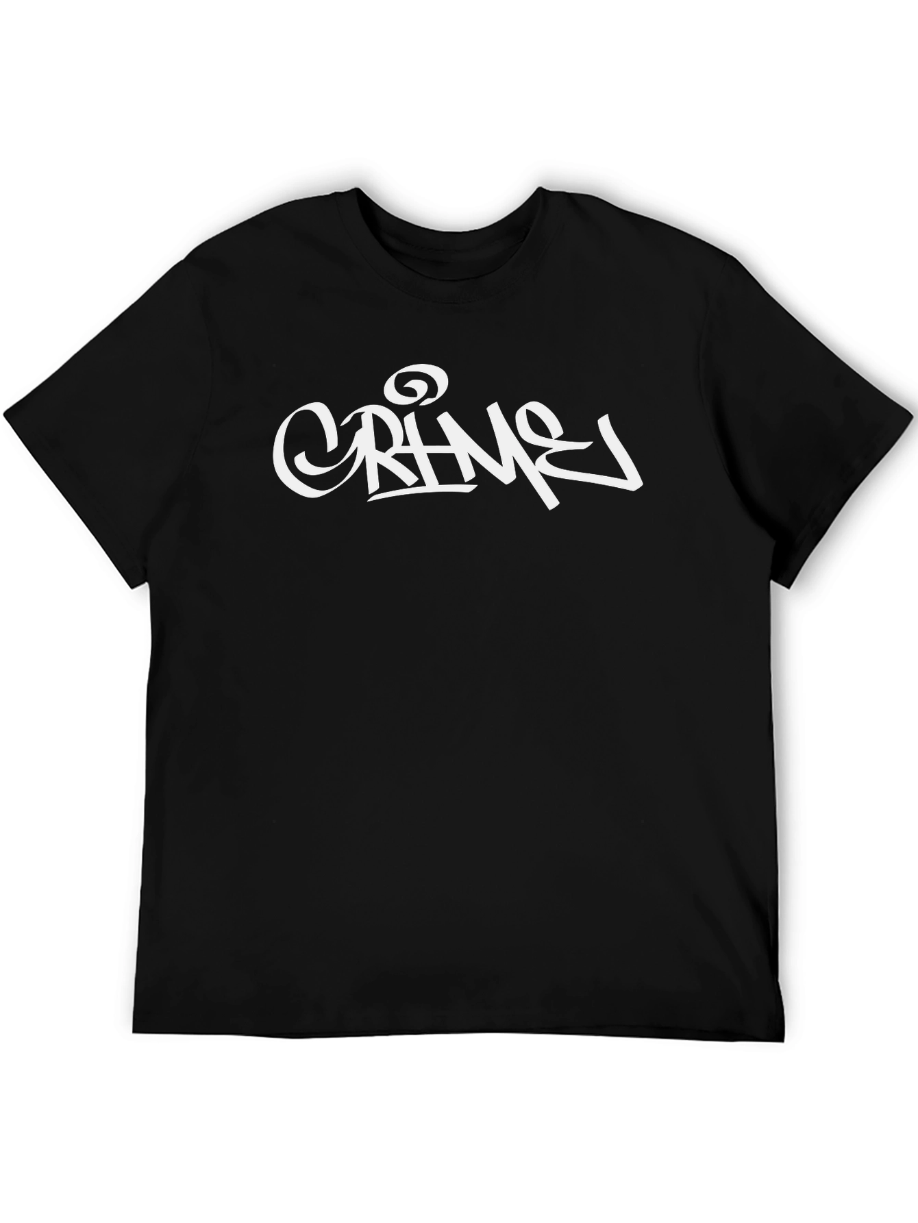 Crime Graffiti Style Black Cotton T-Shirt