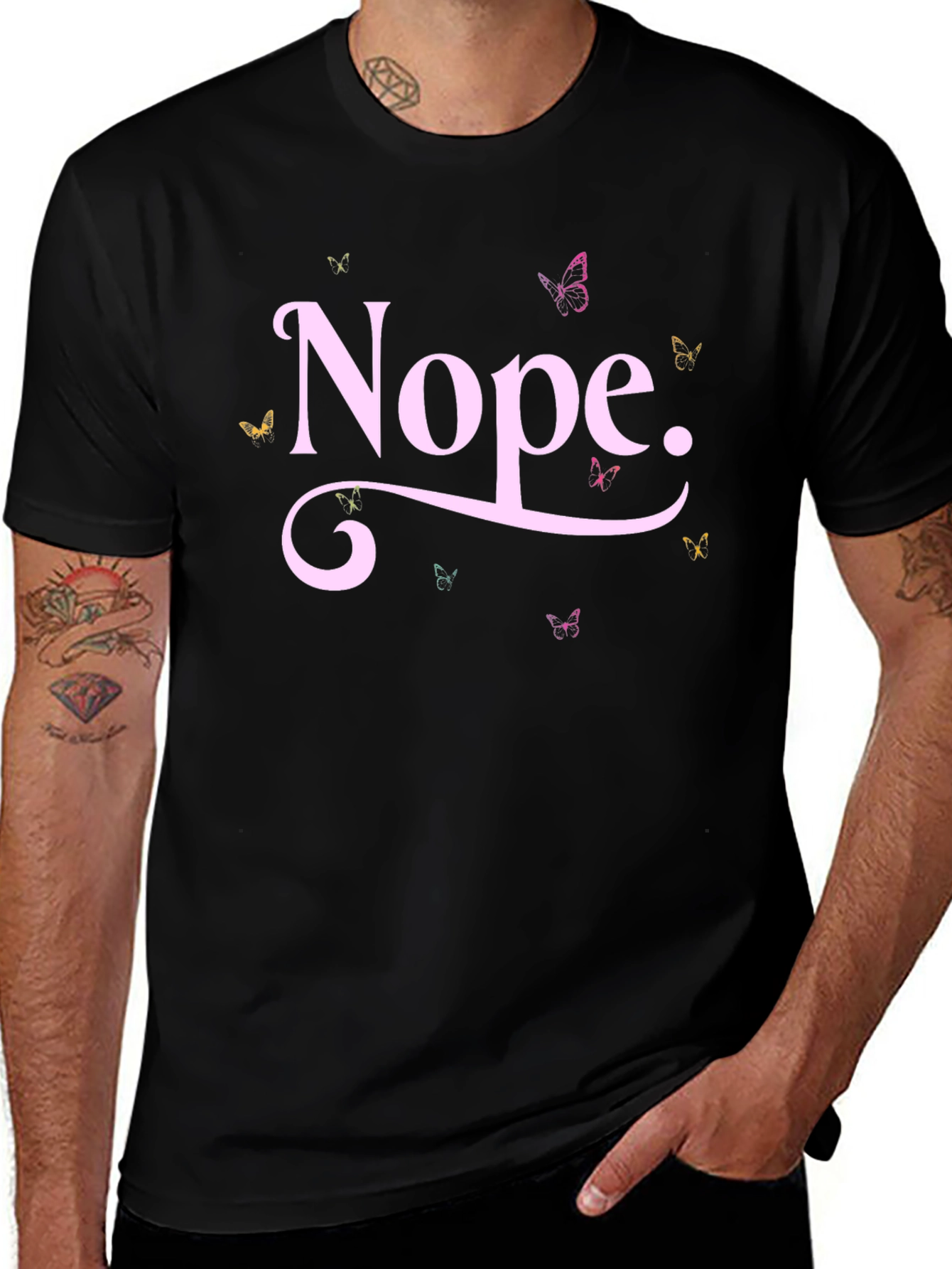 Nope Butterfly Graphic Tee - Trendy Casual T-Shirt