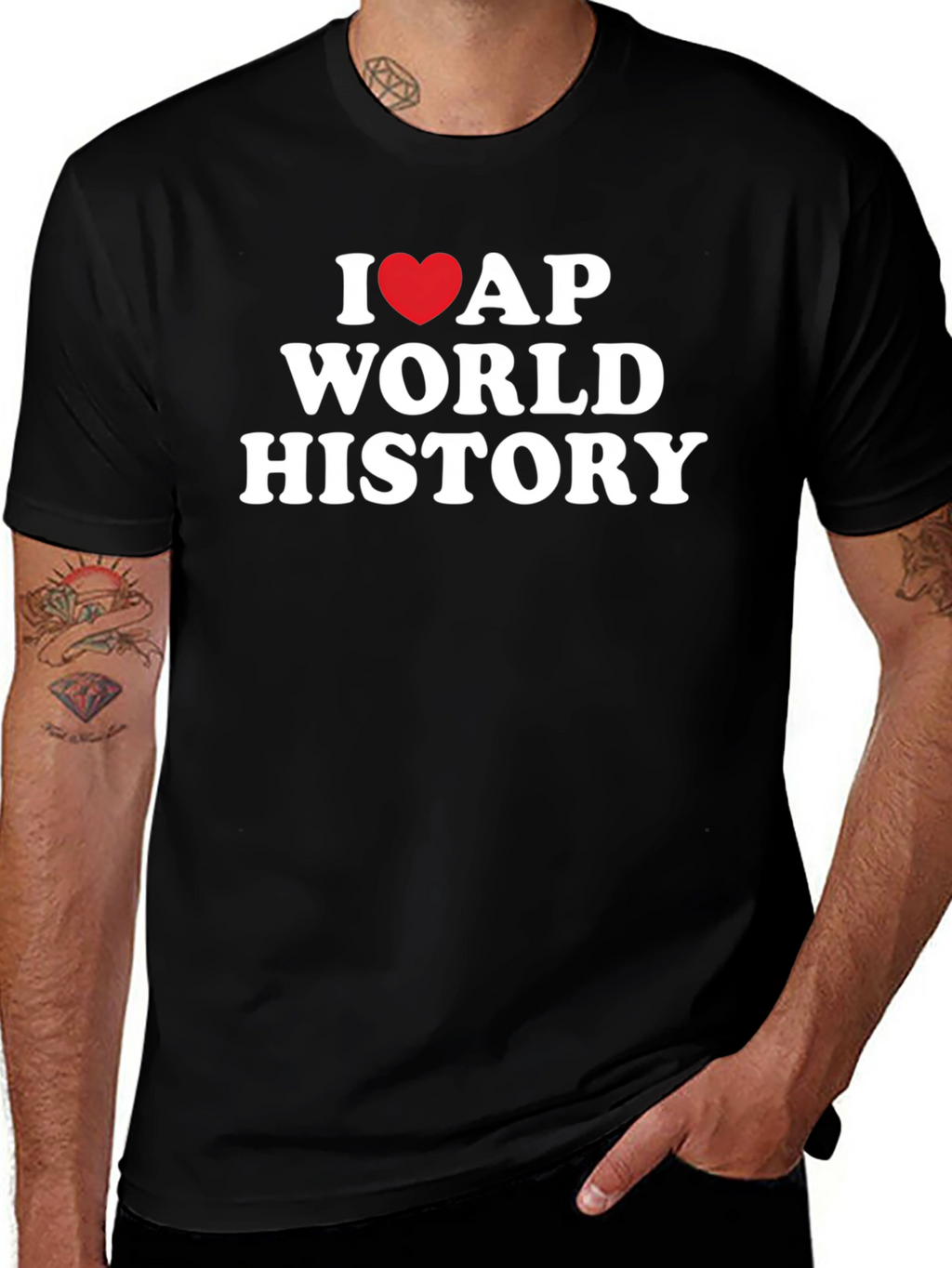 I Love AP World History Black T-Shirt