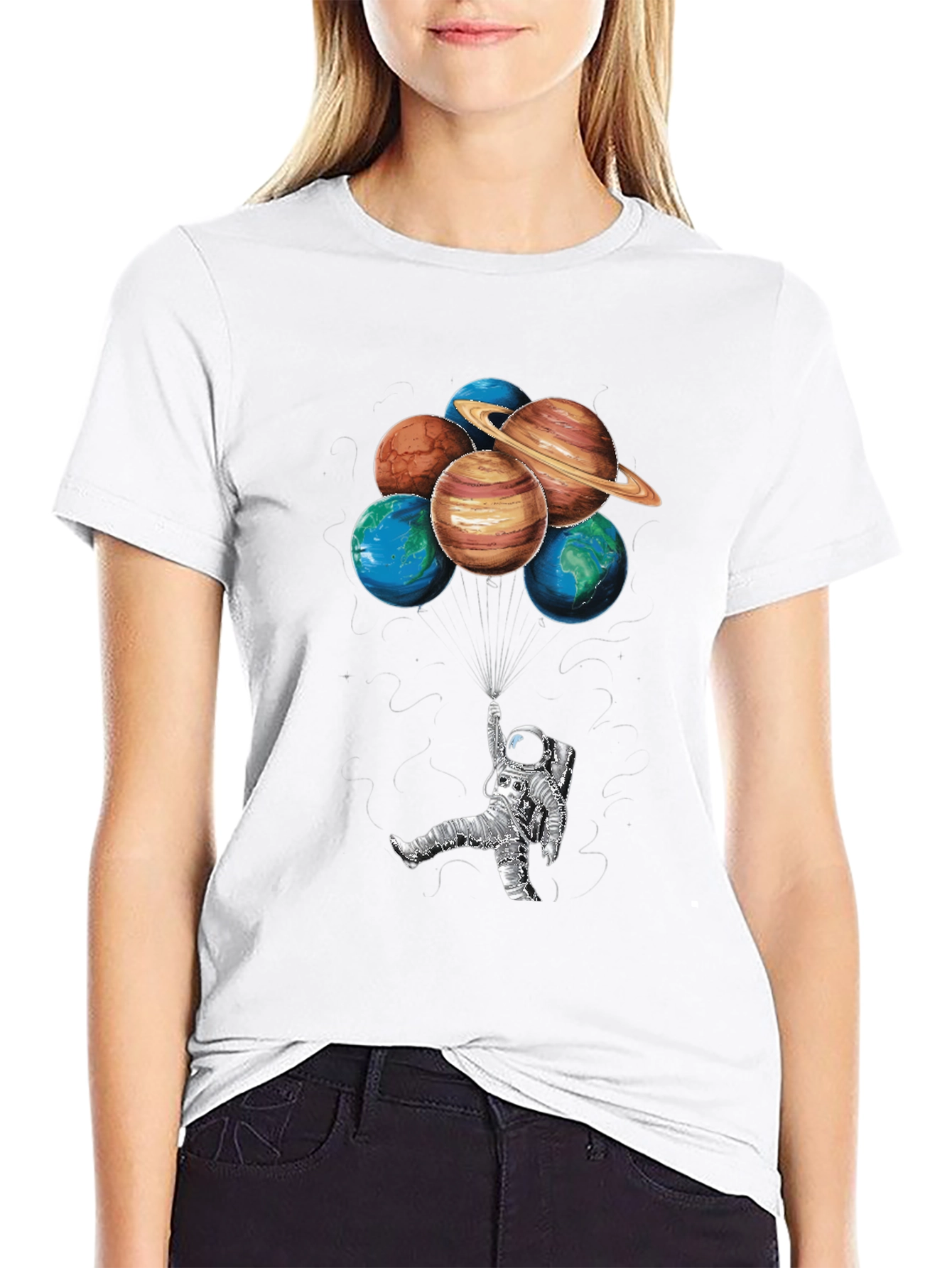 Astronaut & Planet Balloons Graphic Tee