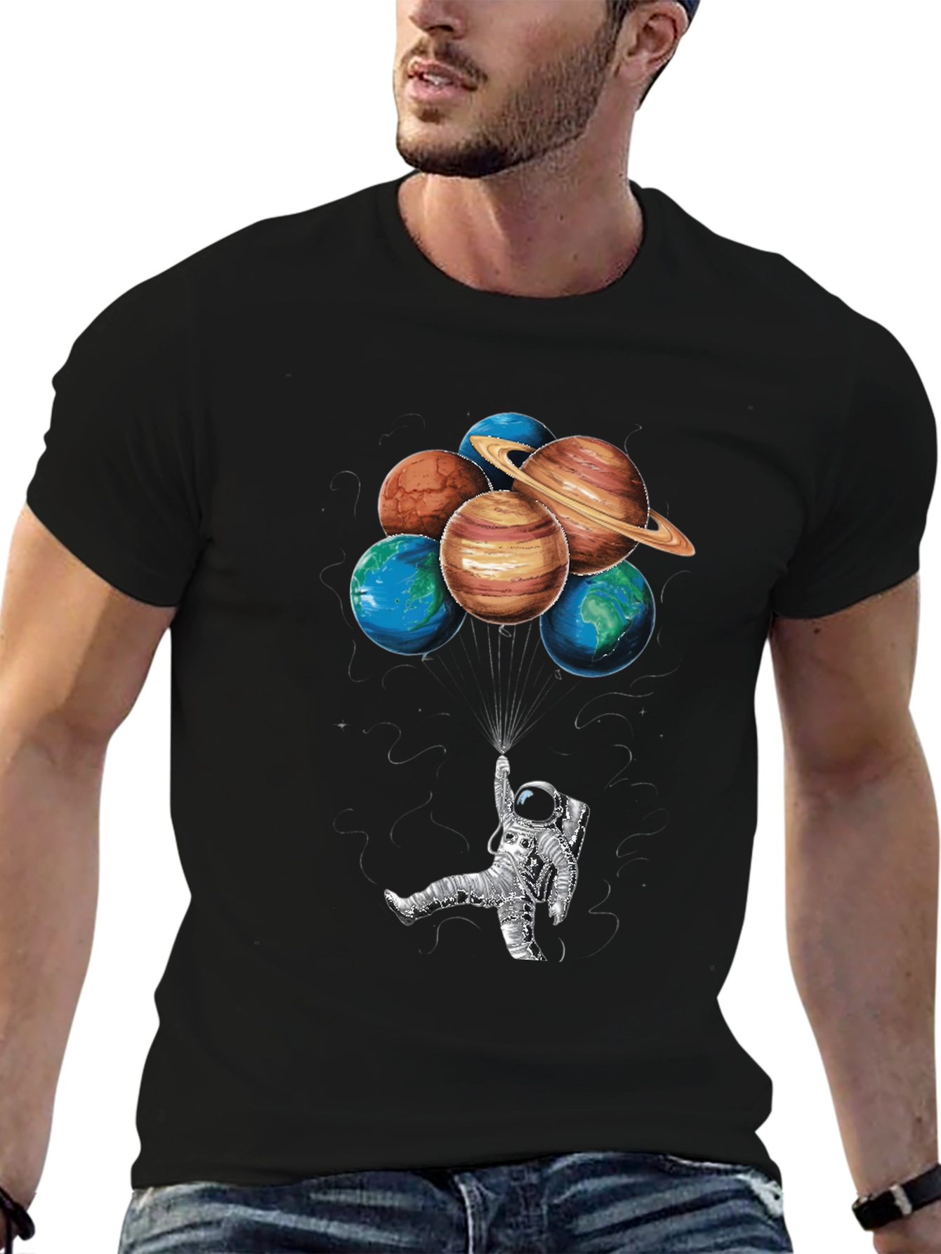 Astronaut & Planet Balloons Graphic Tee