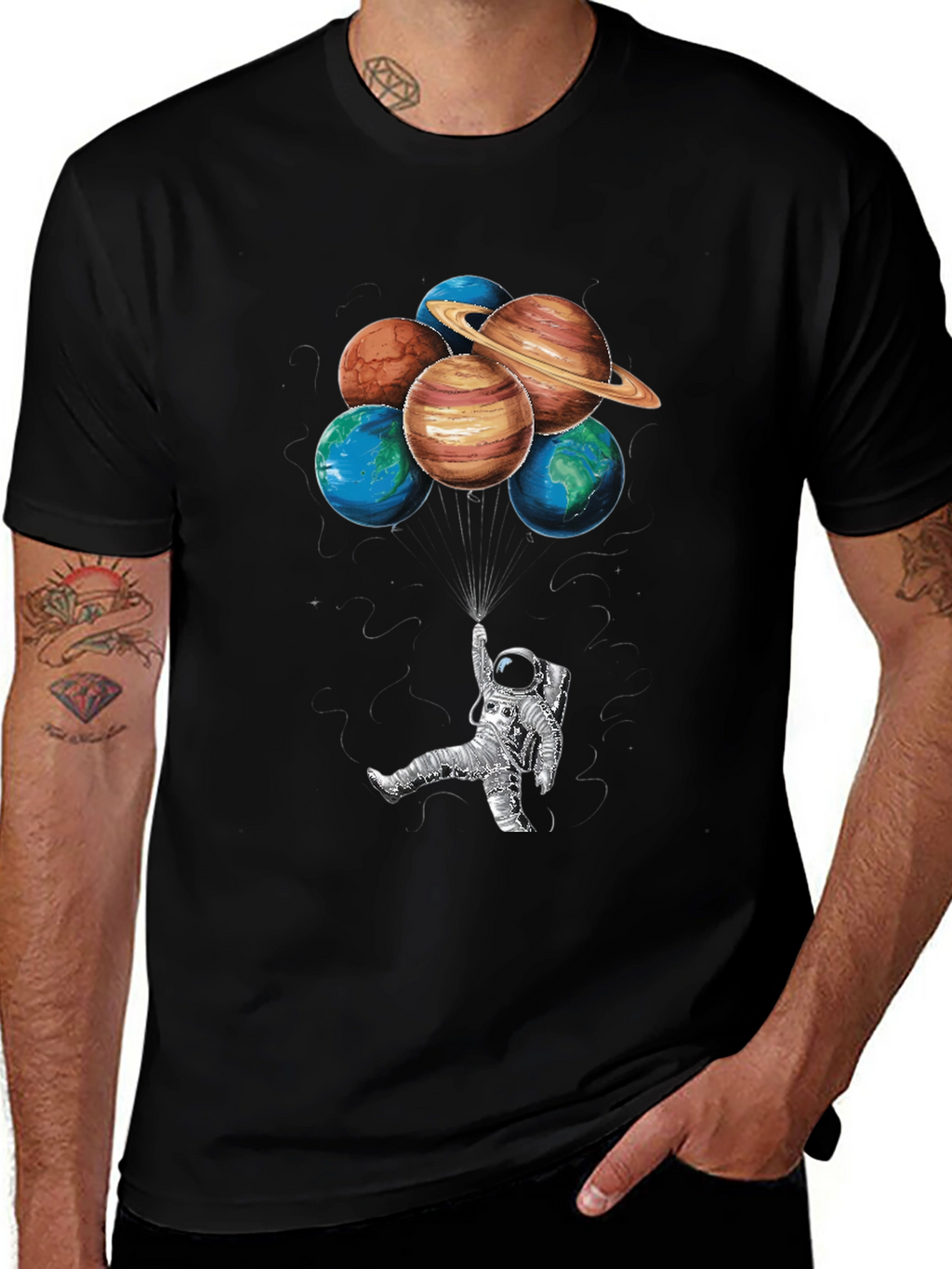 Astronaut & Planet Balloons Graphic Tee
