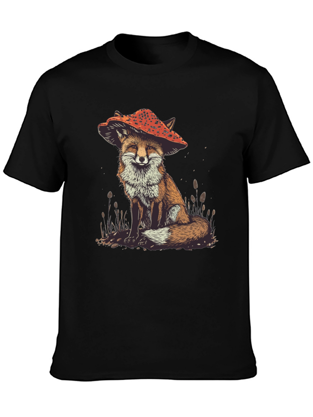 Fox in Mushroom Hat Graphic Tee