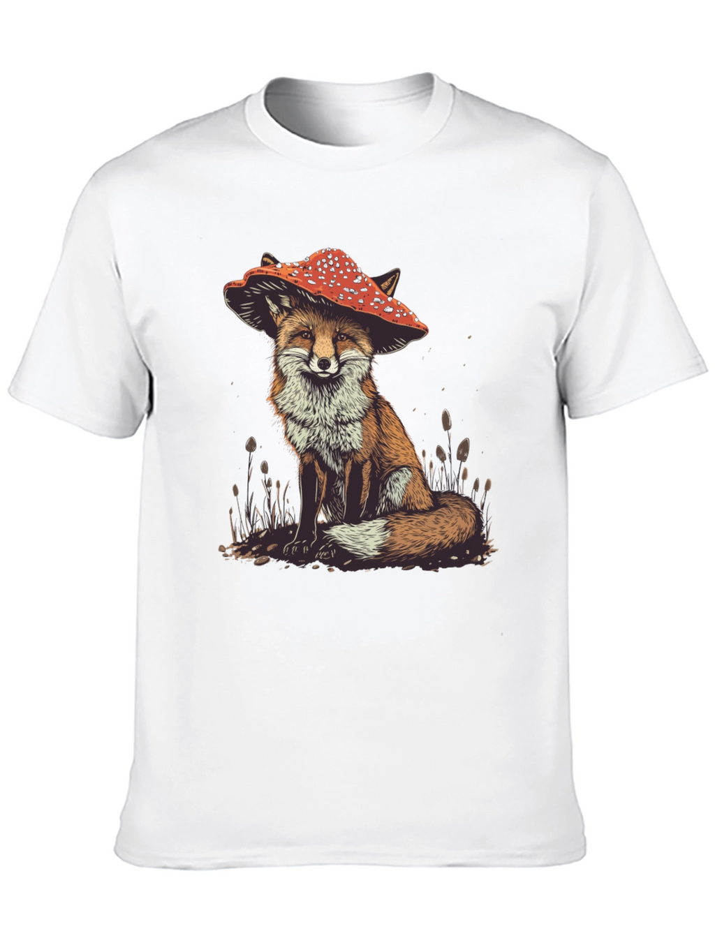 Fox in Mushroom Hat Graphic Tee
