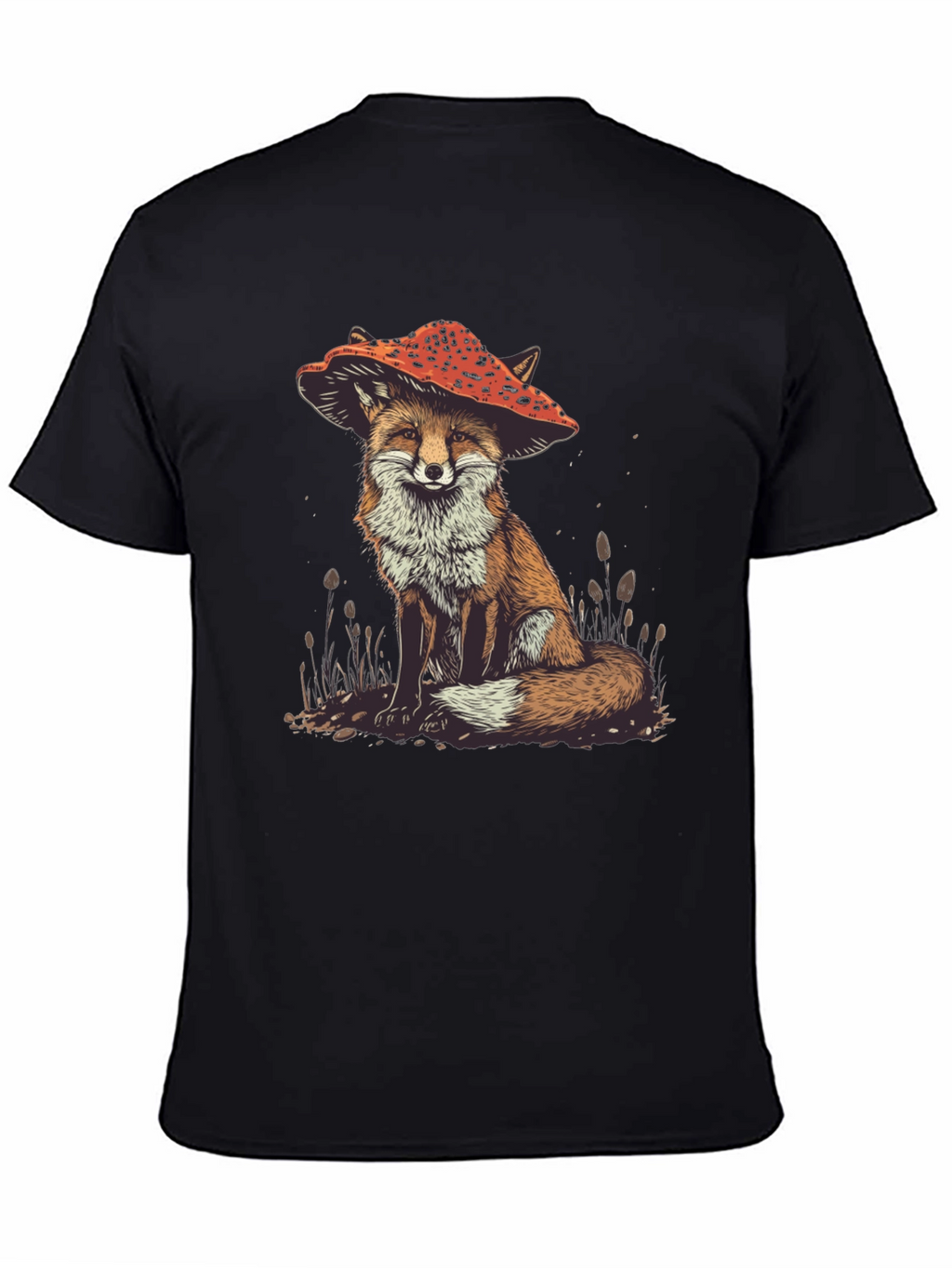 Fox in Mushroom Hat Graphic Tee