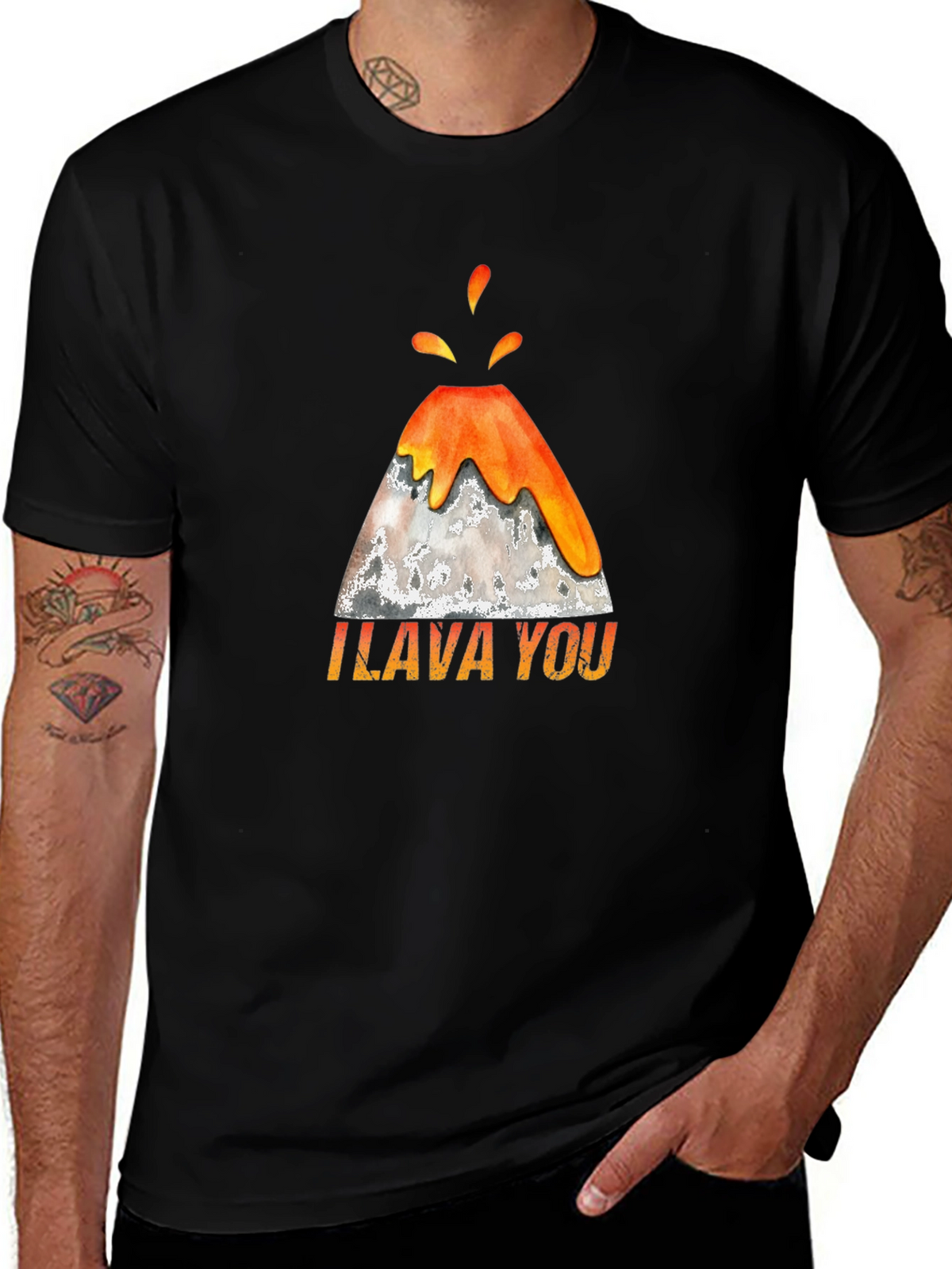 I Lava You Volcano Graphic Tee - Black Cotton T-Shirt