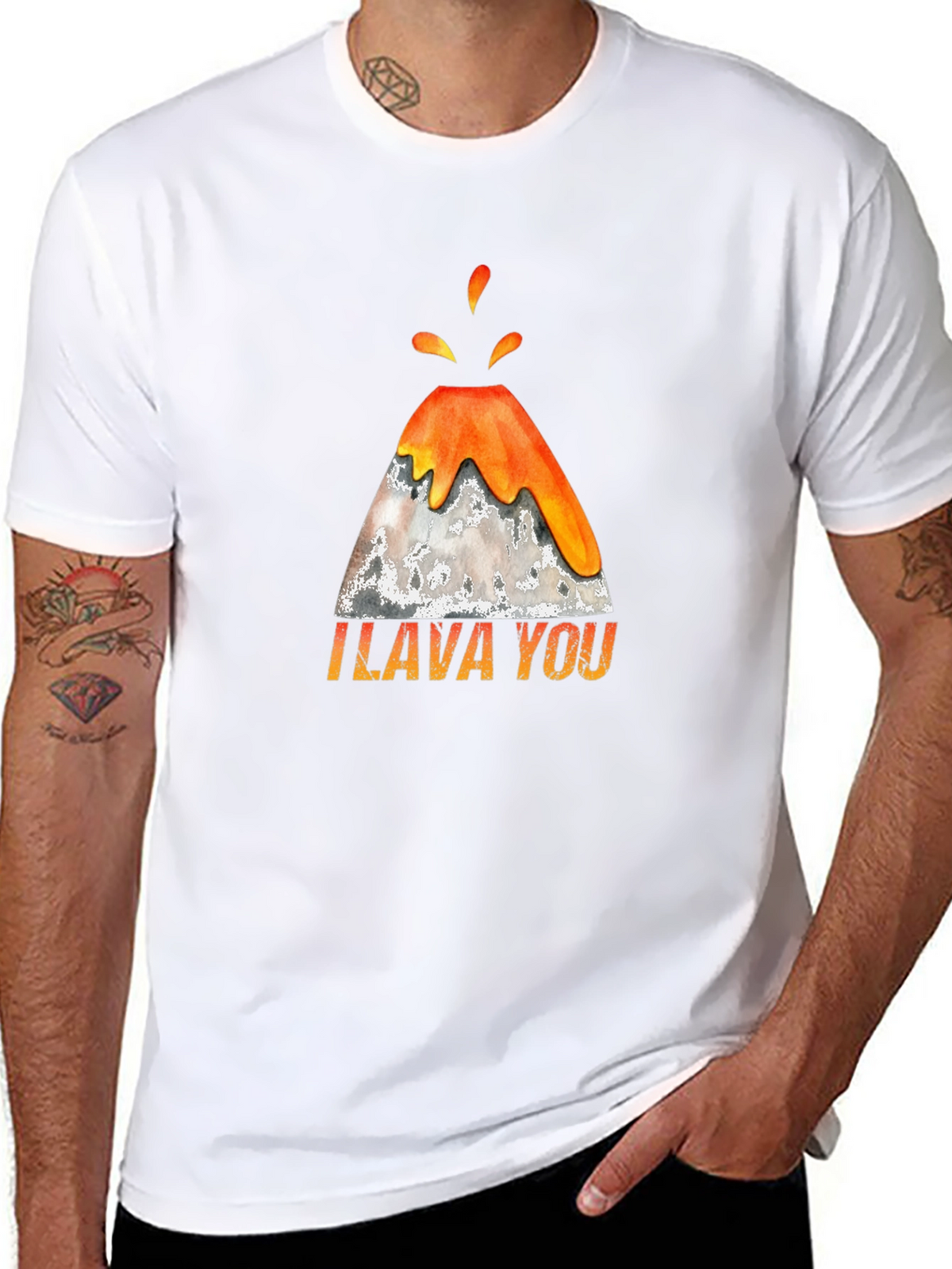 I Lava You Volcano Graphic Tee - Black Cotton T-Shirt