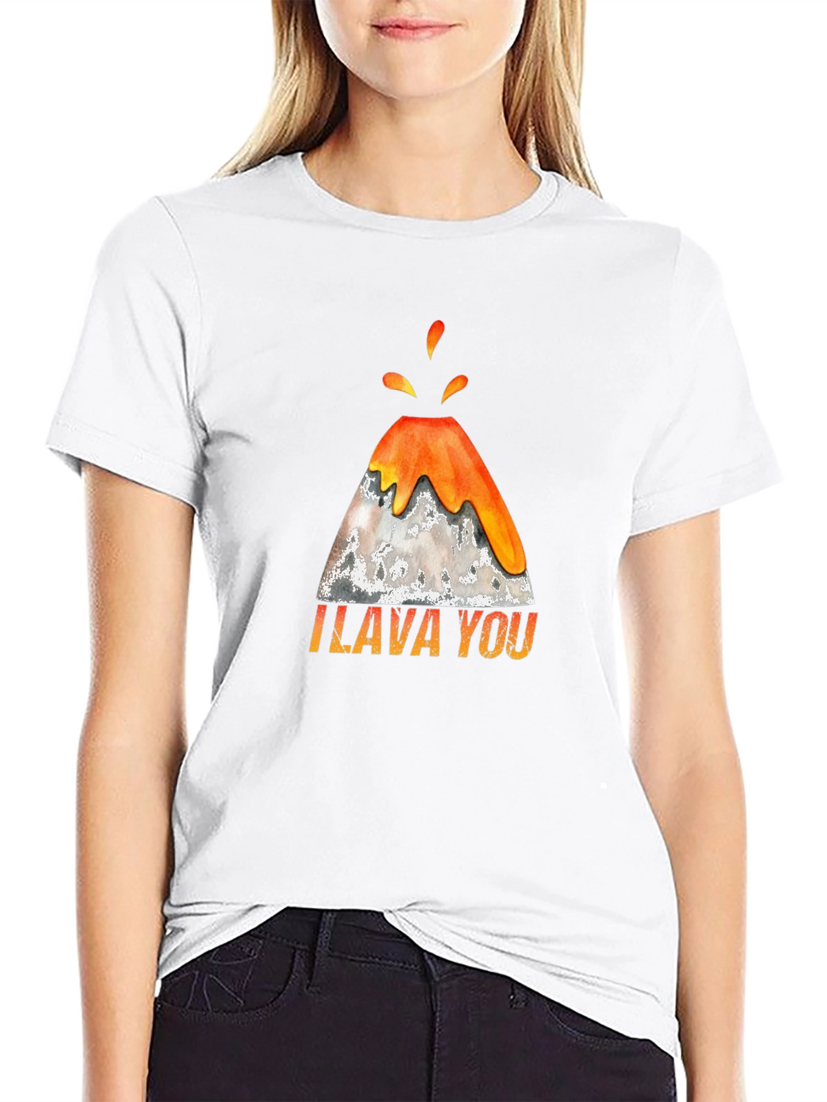 I Lava You Volcano Graphic Tee - Black Cotton T-Shirt