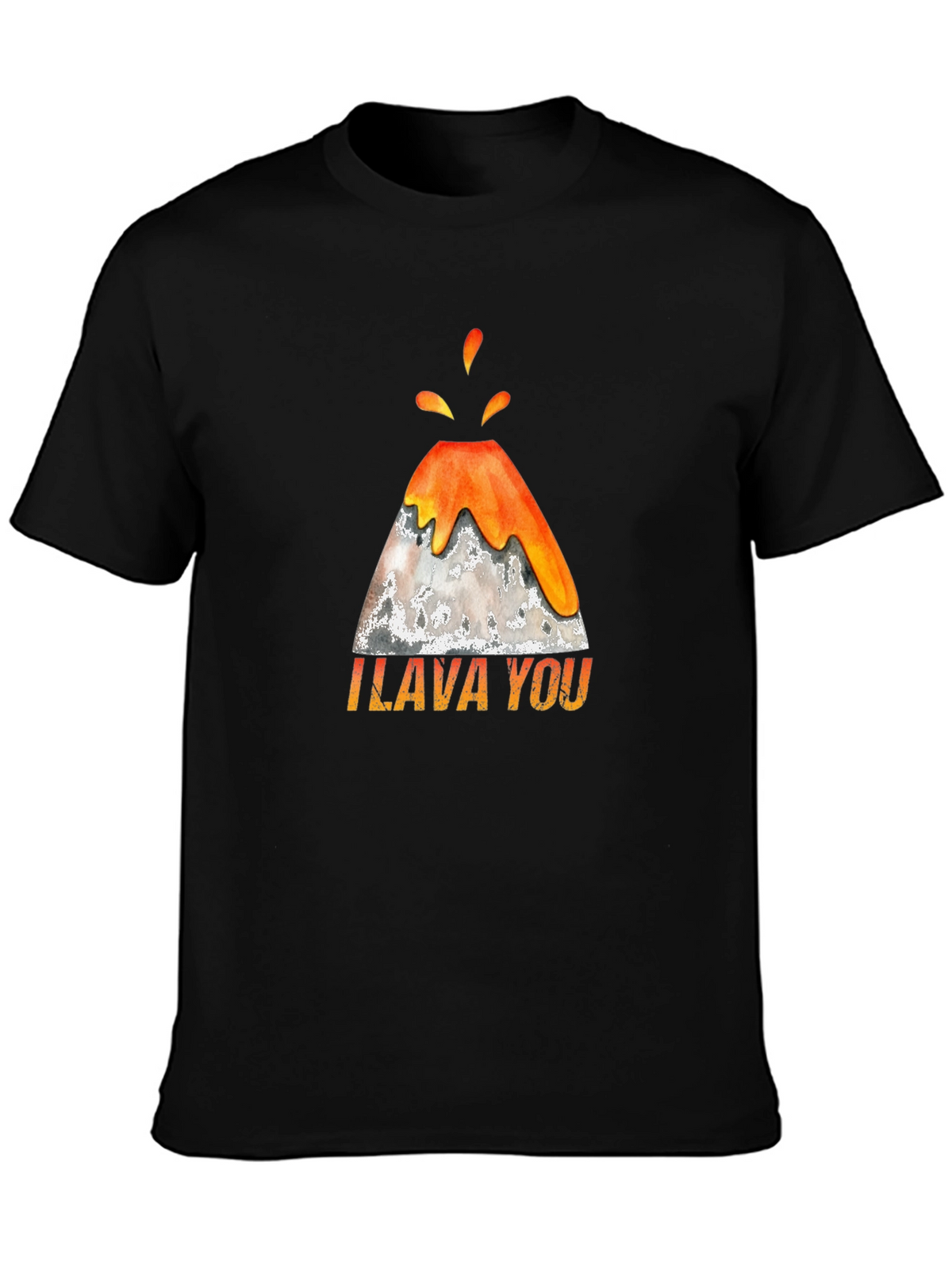 I Lava You Volcano Graphic Tee - Black Cotton T-Shirt
