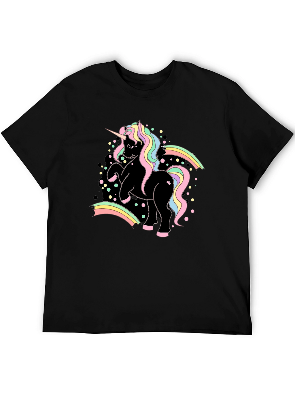 Unicorn Rainbow Graphic Black T-Shirt
