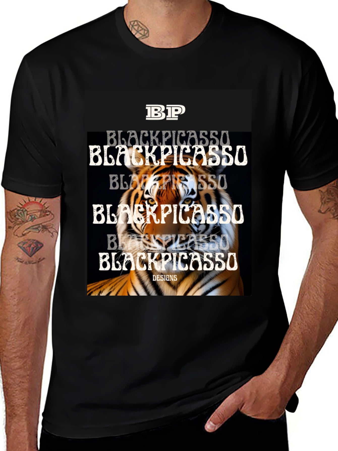 Black Picasso Tiger Graphic Tee
