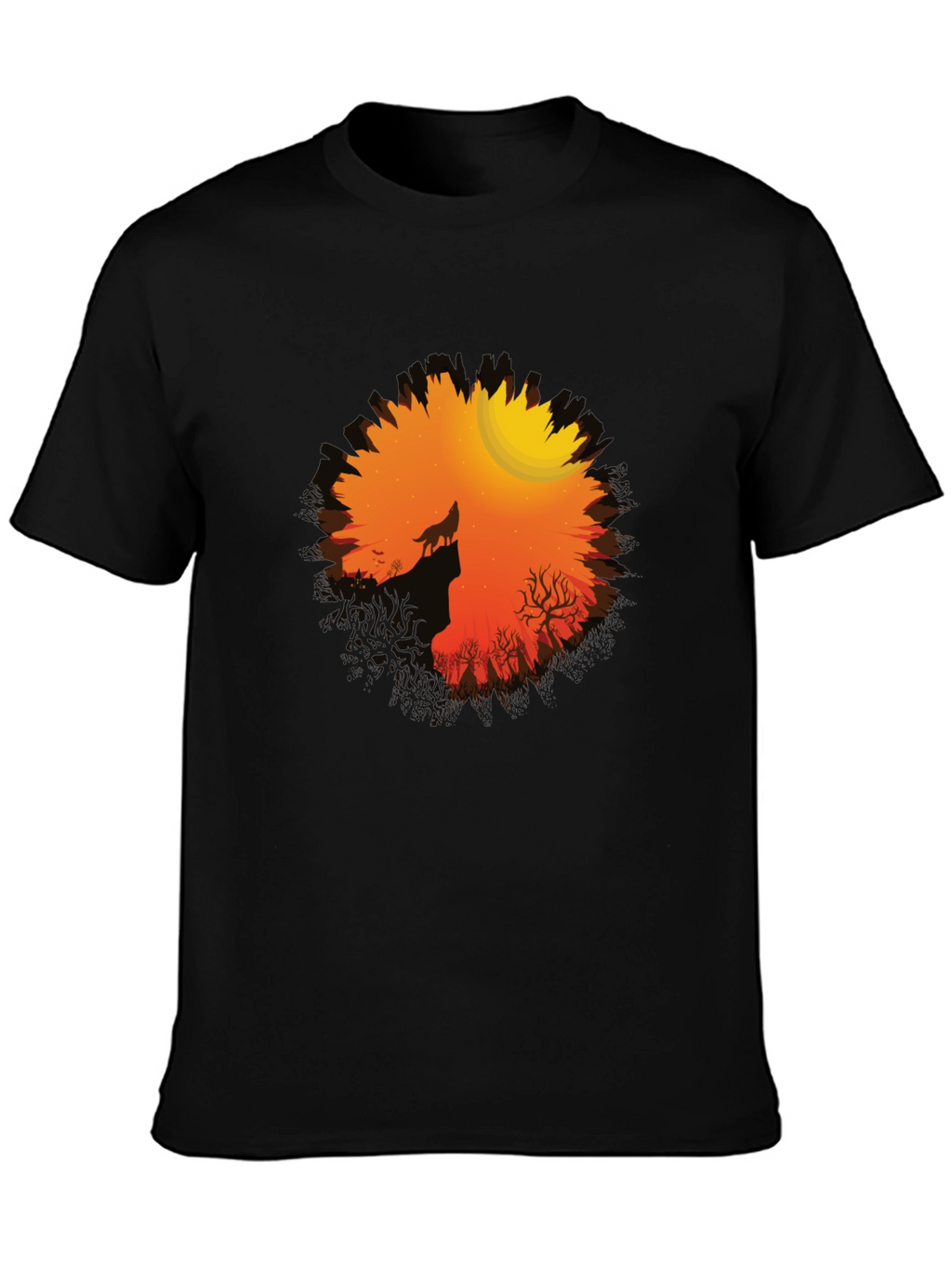 Wolf Howling at Moon Graphic Tee
