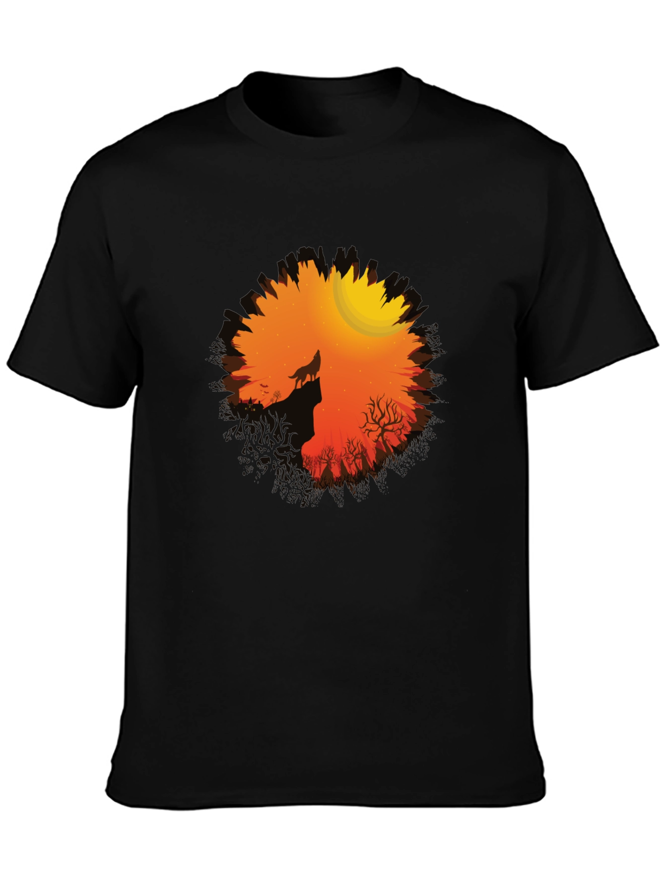 Wolf Howling at Moon Graphic Tee