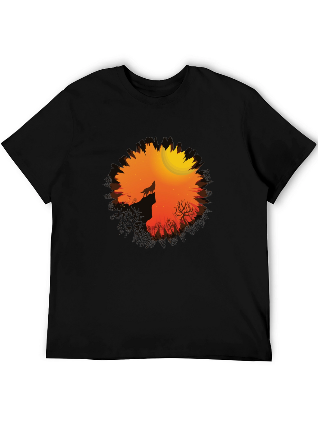 Wolf Howling at Moon Graphic Tee