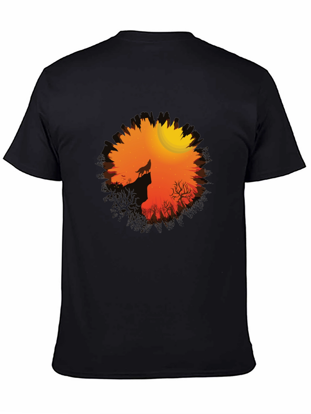 Wolf Howling at Moon Graphic Tee