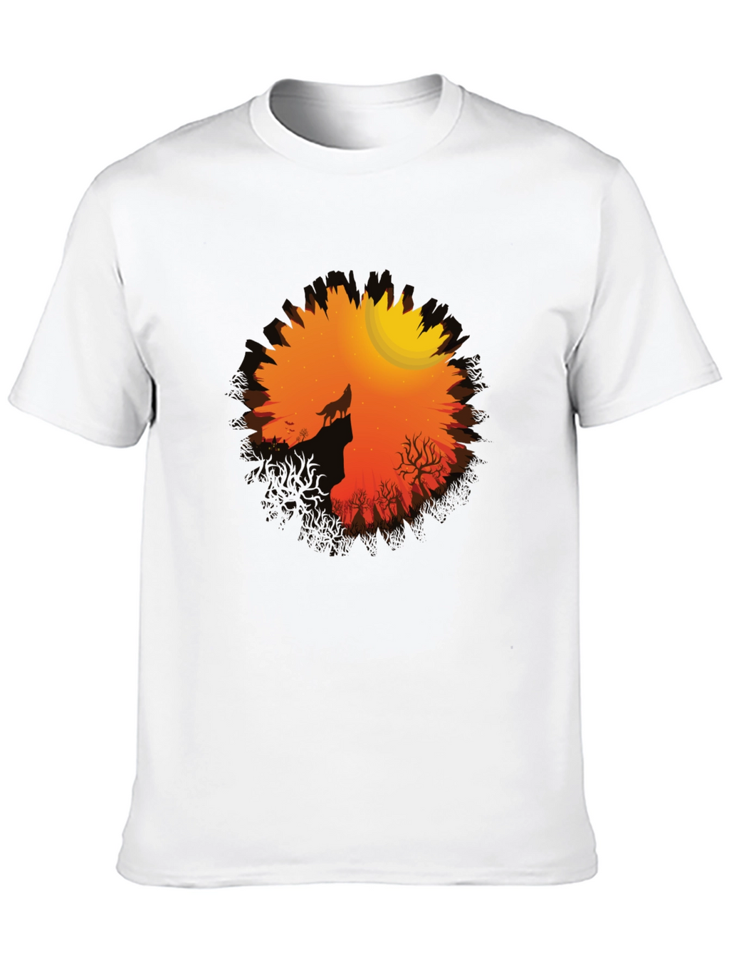 Wolf Howling at Moon Graphic Tee