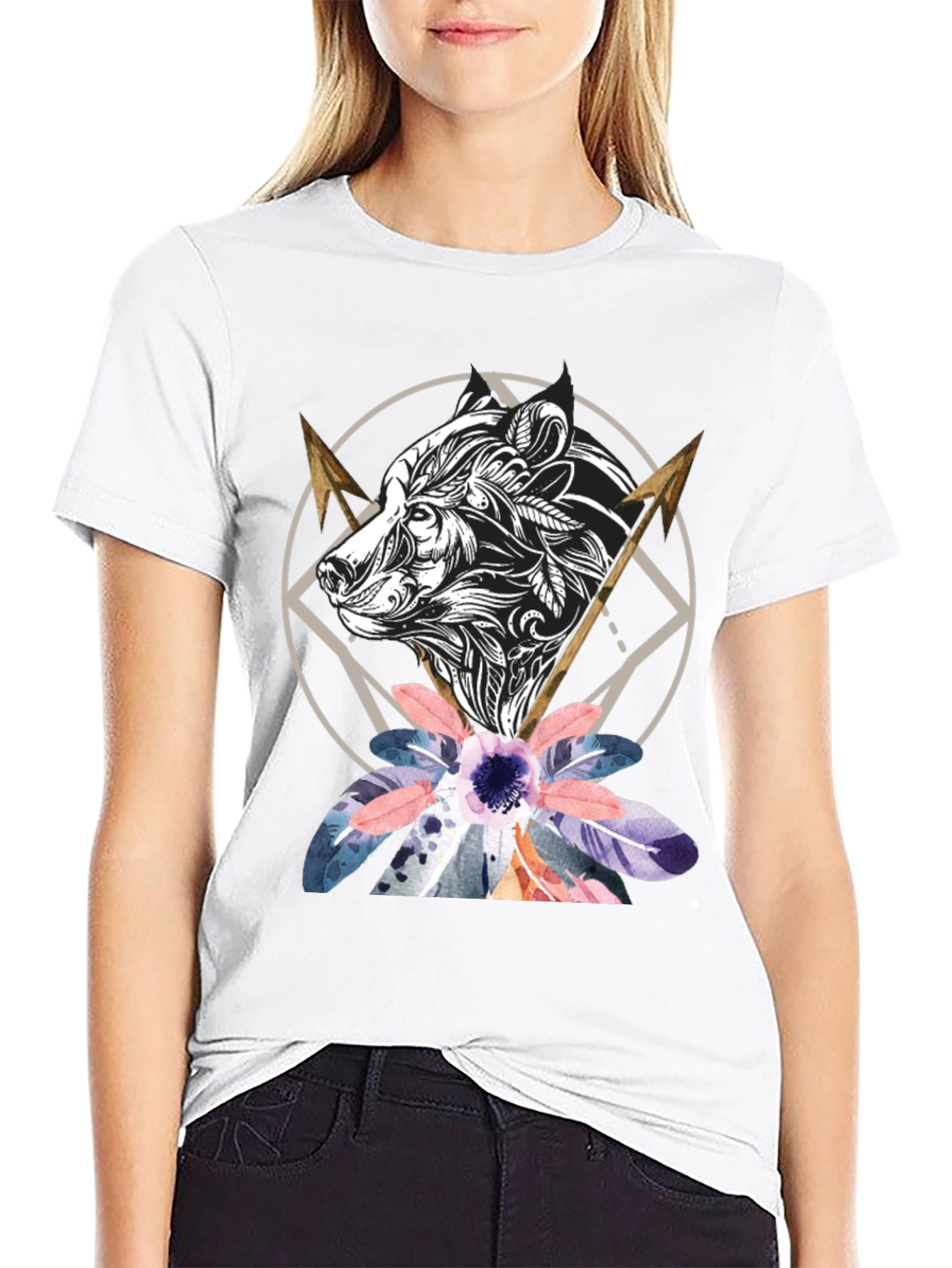 Bear & Arrows Graphic Tee - Stylish Mens Black T-Shirt