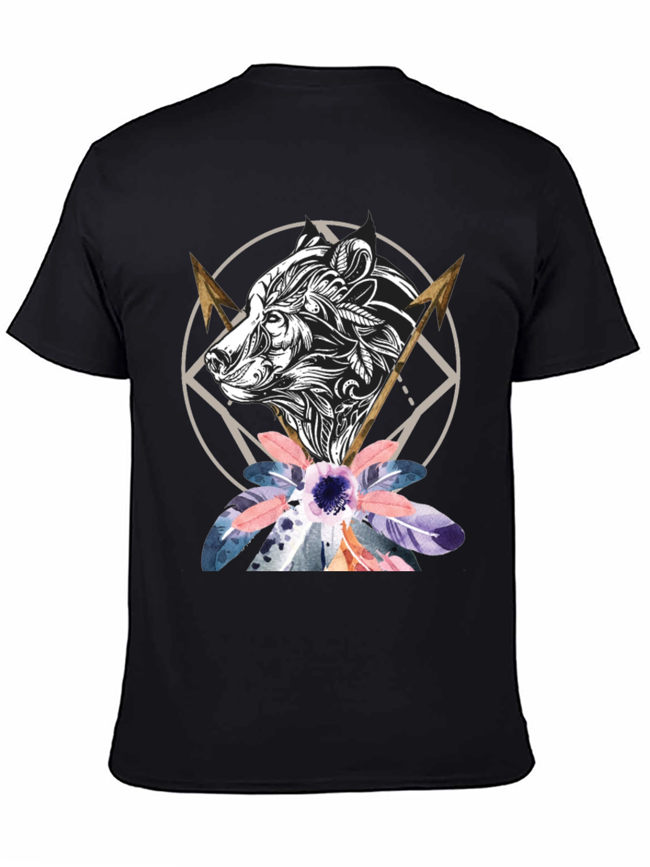 Bear & Arrows Graphic Tee - Stylish Mens Black T-Shirt