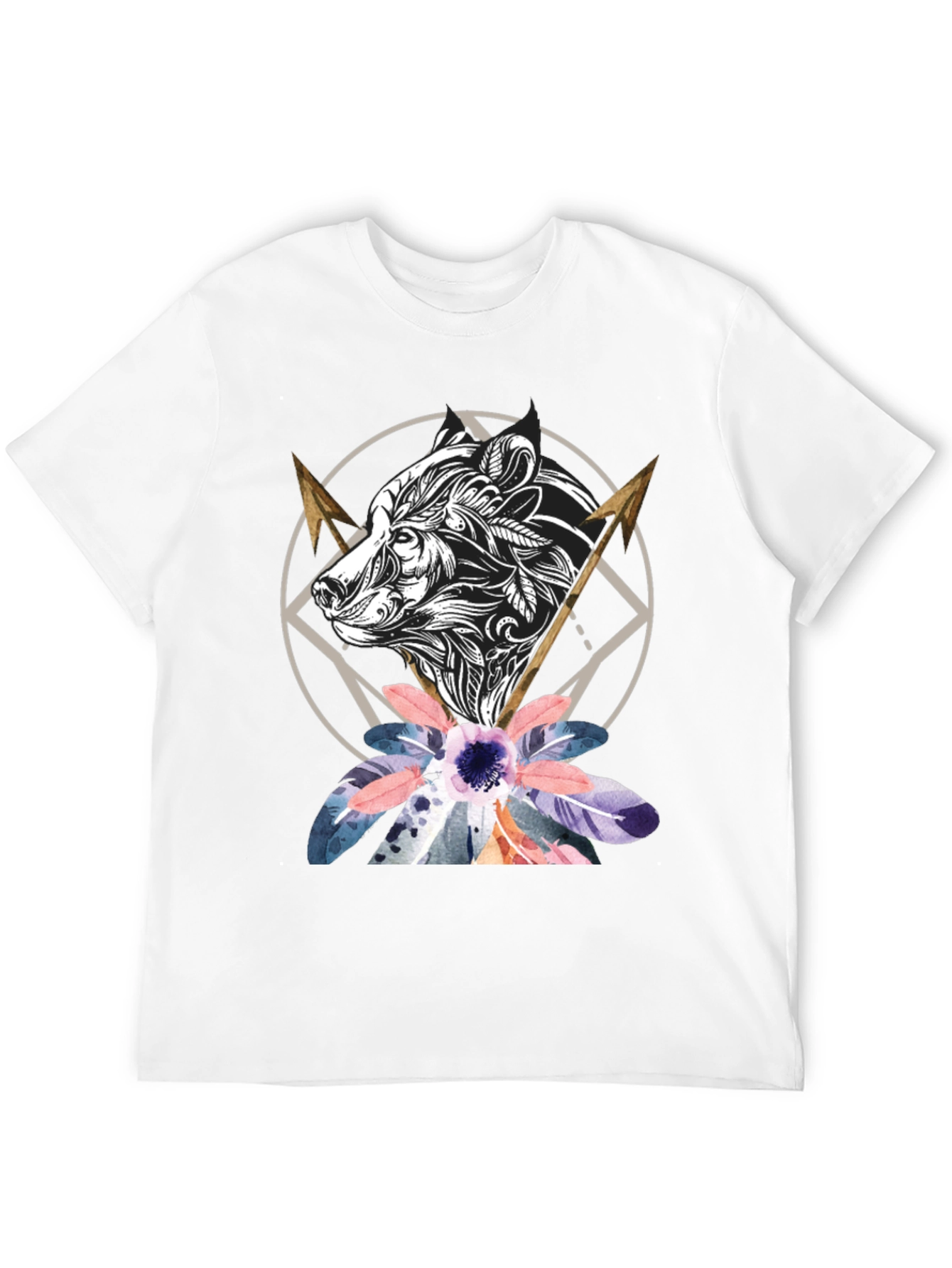 Bear & Arrows Graphic Tee - Stylish Mens Black T-Shirt