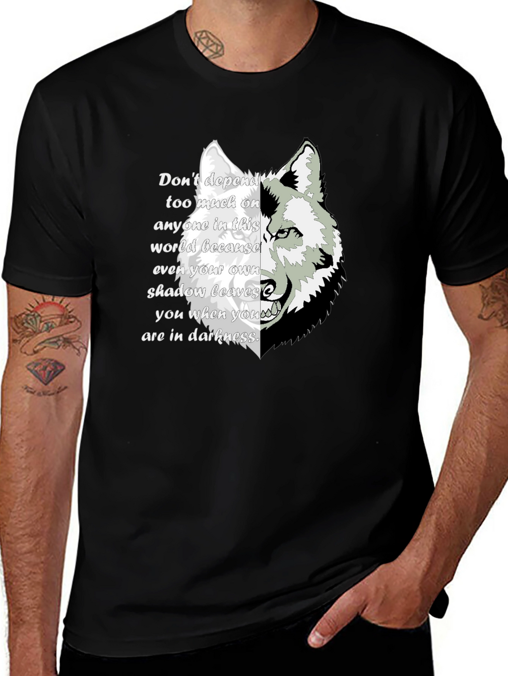 Wolf Shadow Graphic T-Shirt - Inspirational Quote Tee