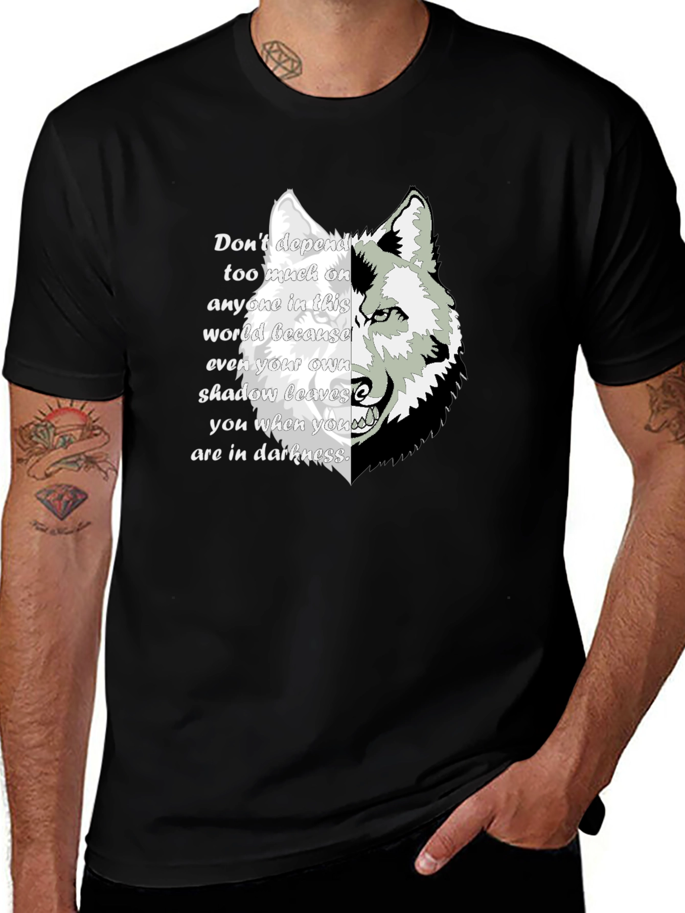 Wolf Shadow Graphic T-Shirt - Inspirational Quote Tee