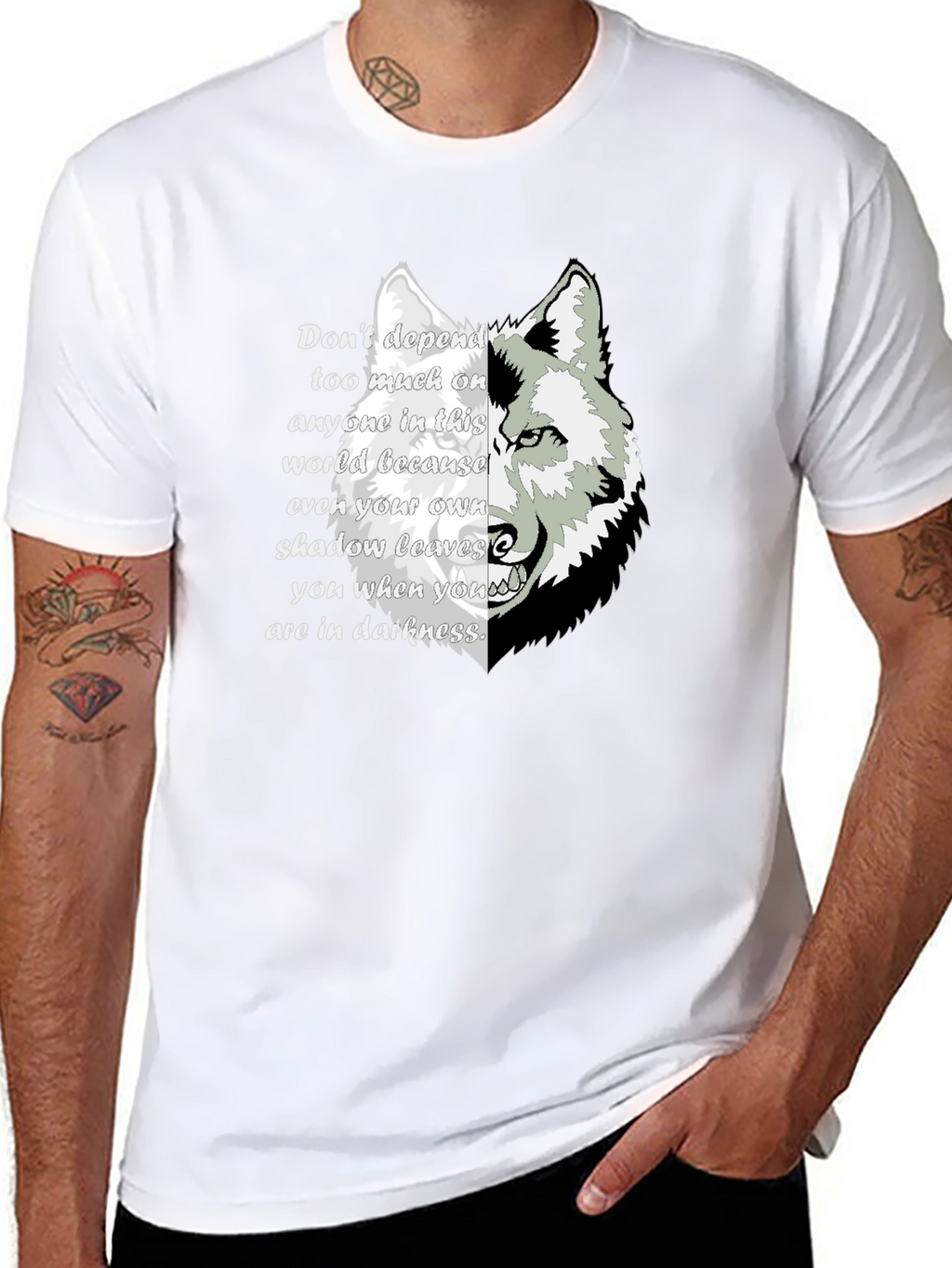 Wolf Shadow Graphic T-Shirt - Inspirational Quote Tee