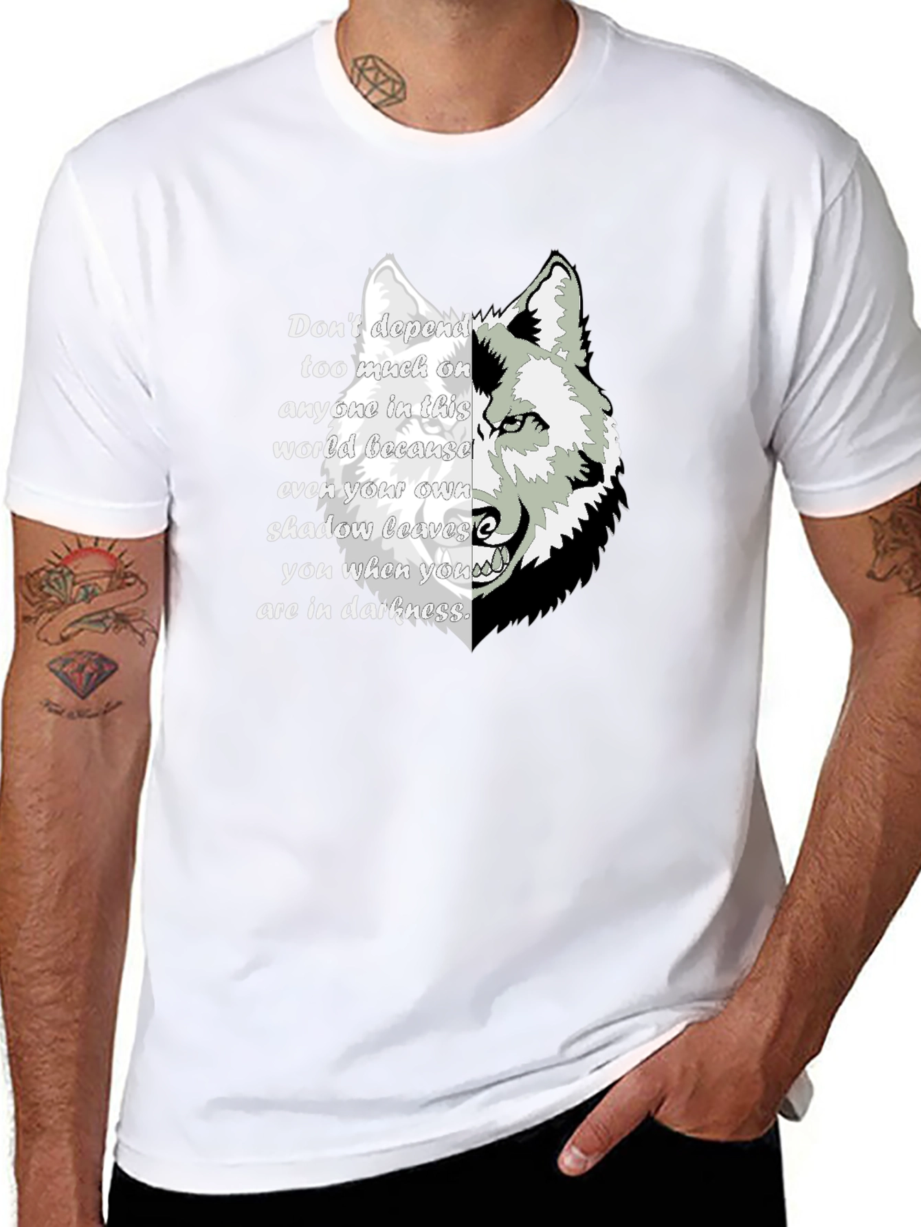 Wolf Shadow Graphic T-Shirt - Inspirational Quote Tee