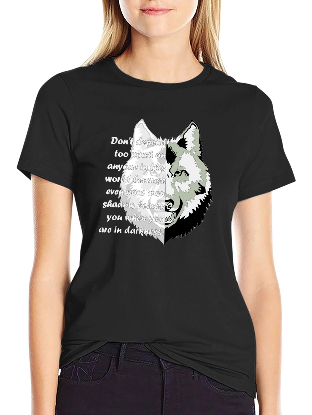 Wolf Shadow Graphic T-Shirt - Inspirational Quote Tee
