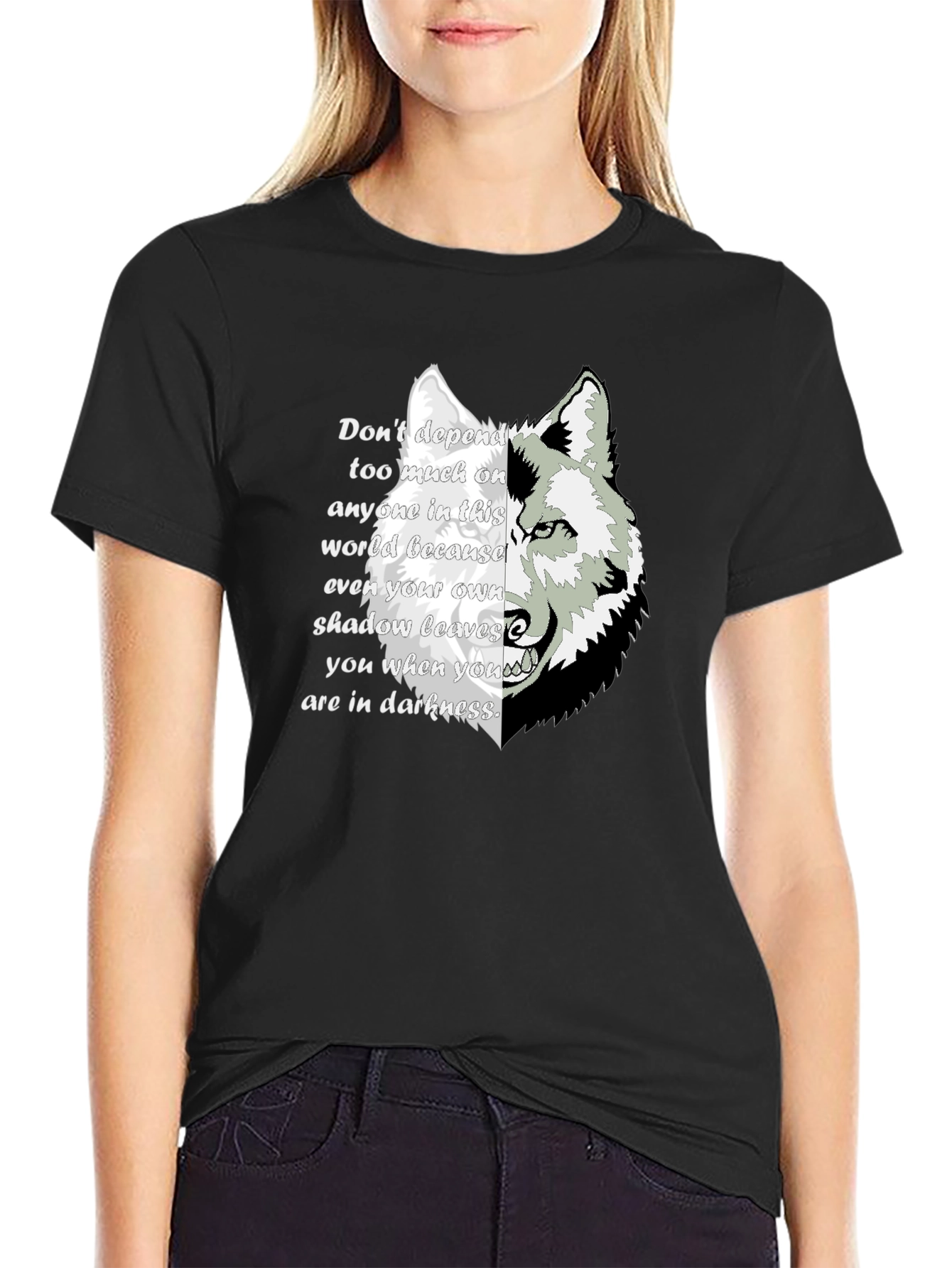 Wolf Shadow Graphic T-Shirt - Inspirational Quote Tee