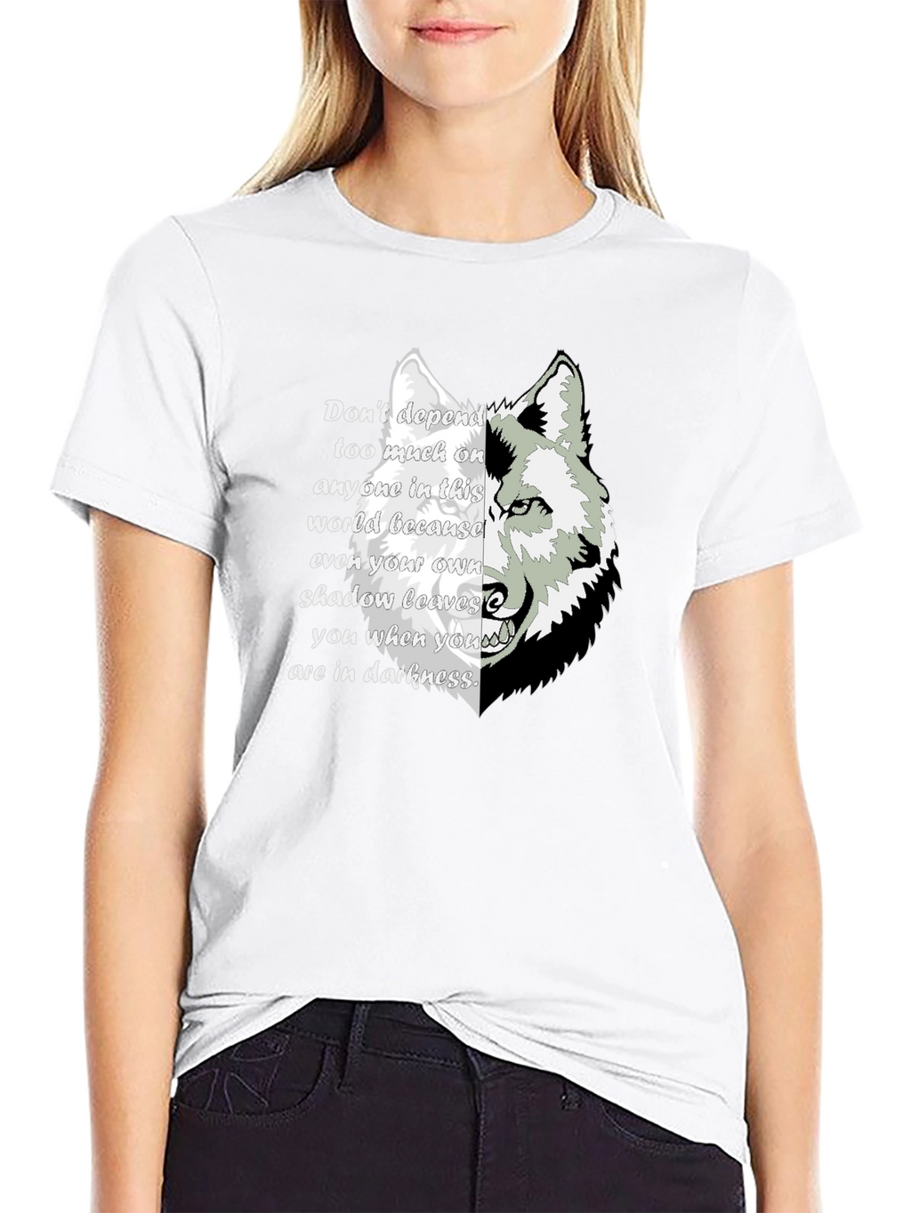 Wolf Shadow Graphic T-Shirt - Inspirational Quote Tee