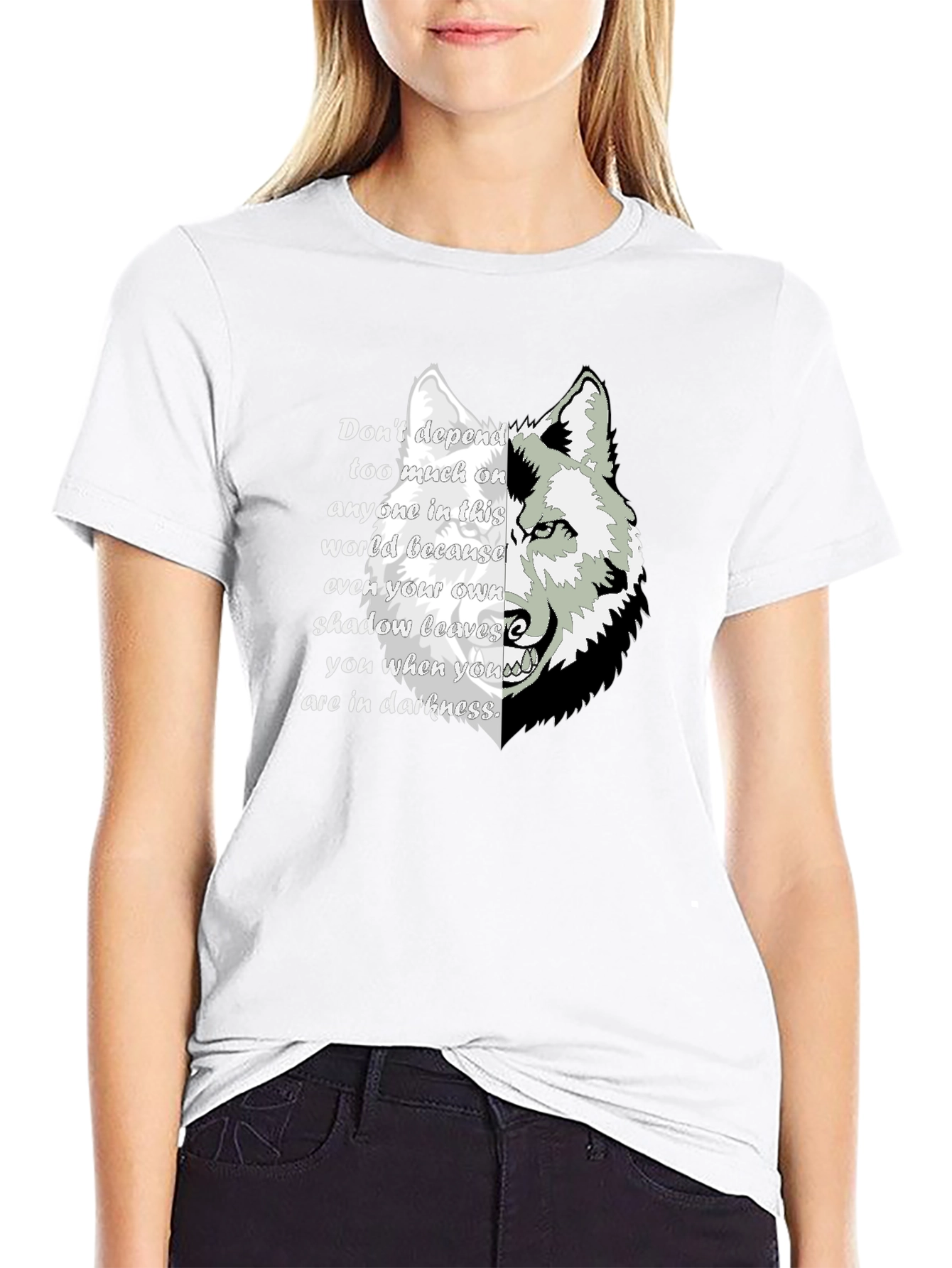 Wolf Shadow Graphic T-Shirt - Inspirational Quote Tee
