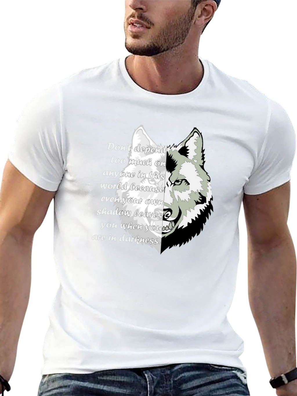 Wolf Shadow Graphic T-Shirt - Inspirational Quote Tee